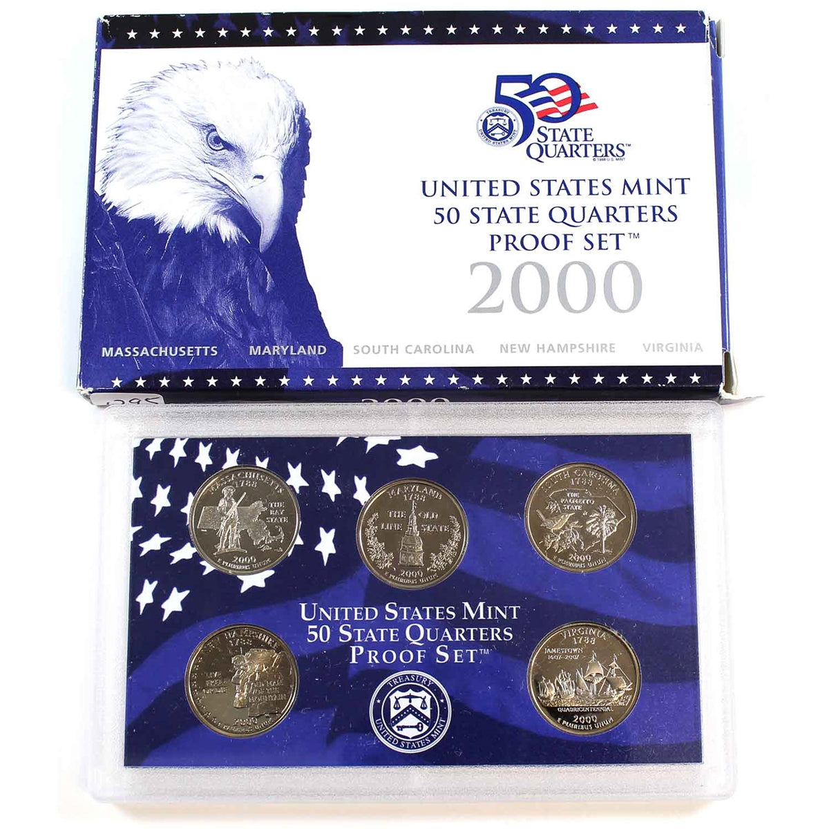 2000 S USA Mint 50 State Quarters Proof Set (A bit of wear on envelope)