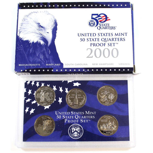 2000 S USA Mint 50 State Quarters Proof Set (A bit of wear on envelope)