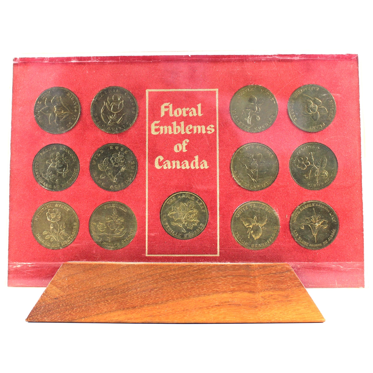 Set of 13x Arms & Floral Emblems of Canada Medallions, 13Pcs in Display (Impaired)