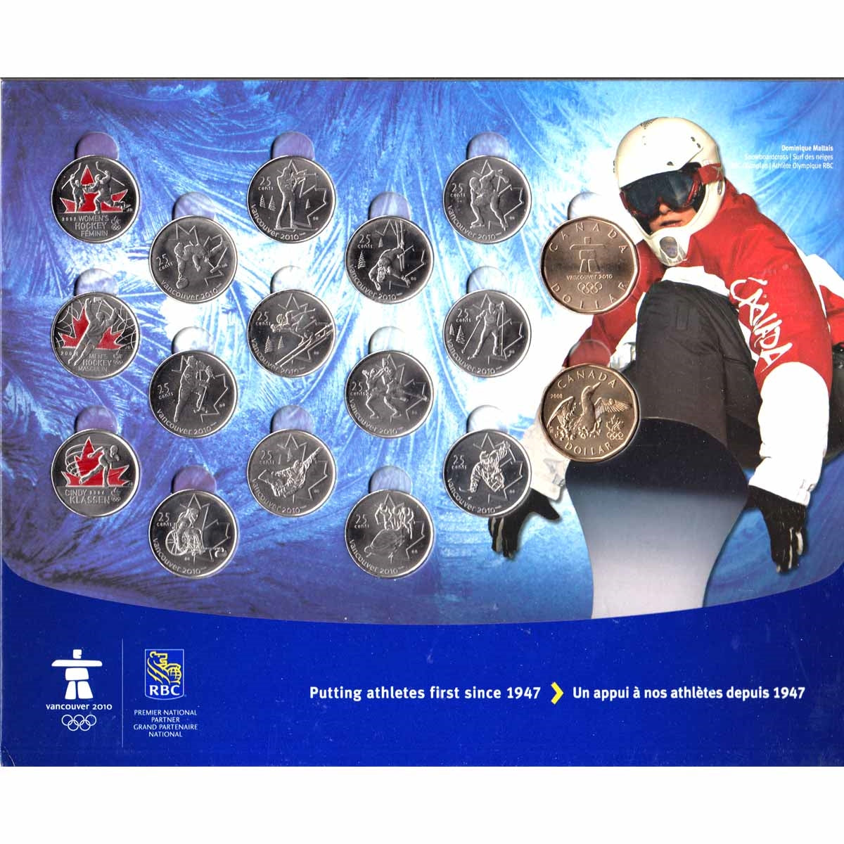 2007-2010 Vancouver Olympics 17-Coin Set in RBC Display Board (Some Coloured)