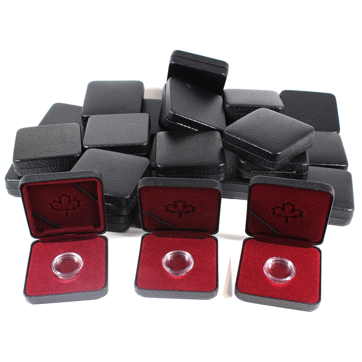 25x Gently Used Black Cases with Capsules (fits Canada silver dollars), 25Pcs