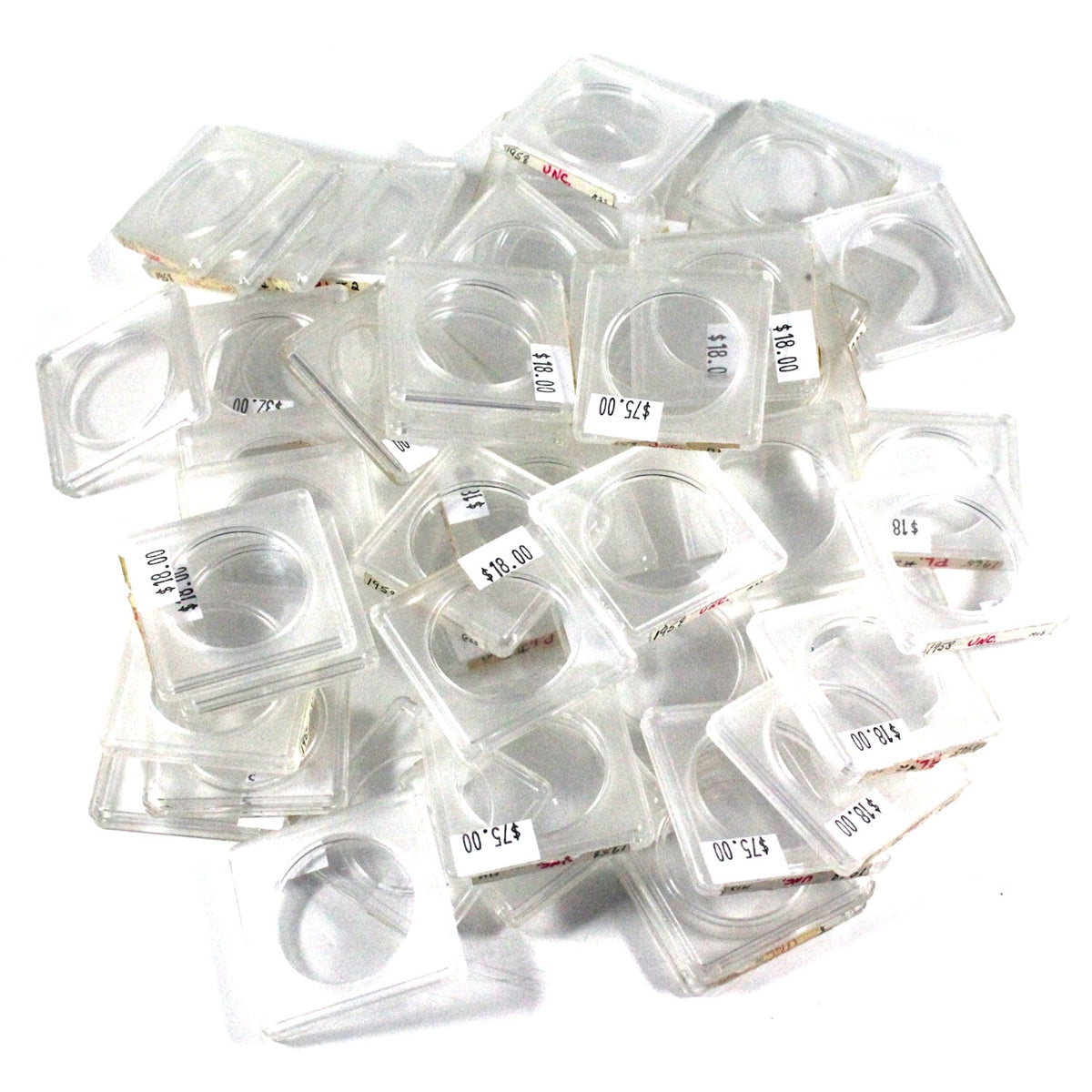 Lot of 50x Assorted Square and Round Capsules, Gently Used, 50Pcs