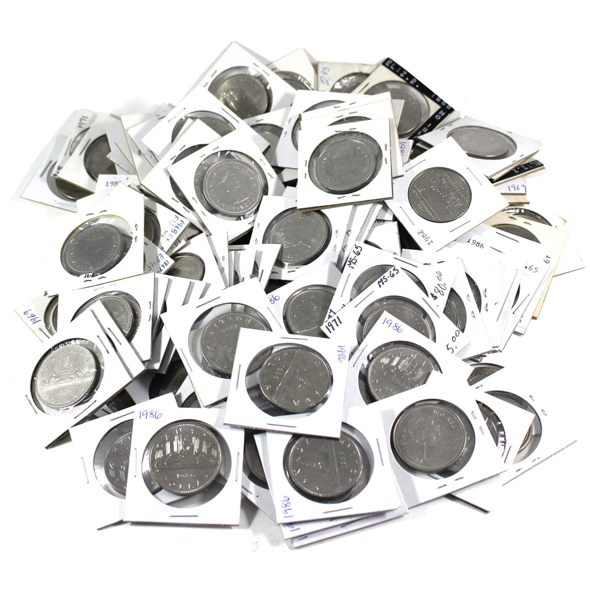 Lot of 129+ Assorted 1968-1986 Canada Nickel Dollars, 129+Pcs