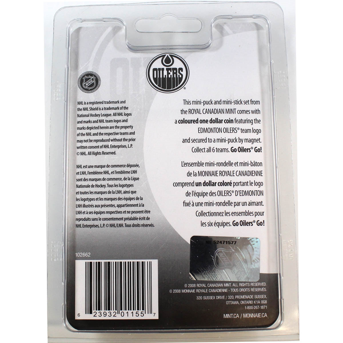 2009 Canada $1 Edmonton Oilers Mini Puck Keychain with 5" Hockey Stick