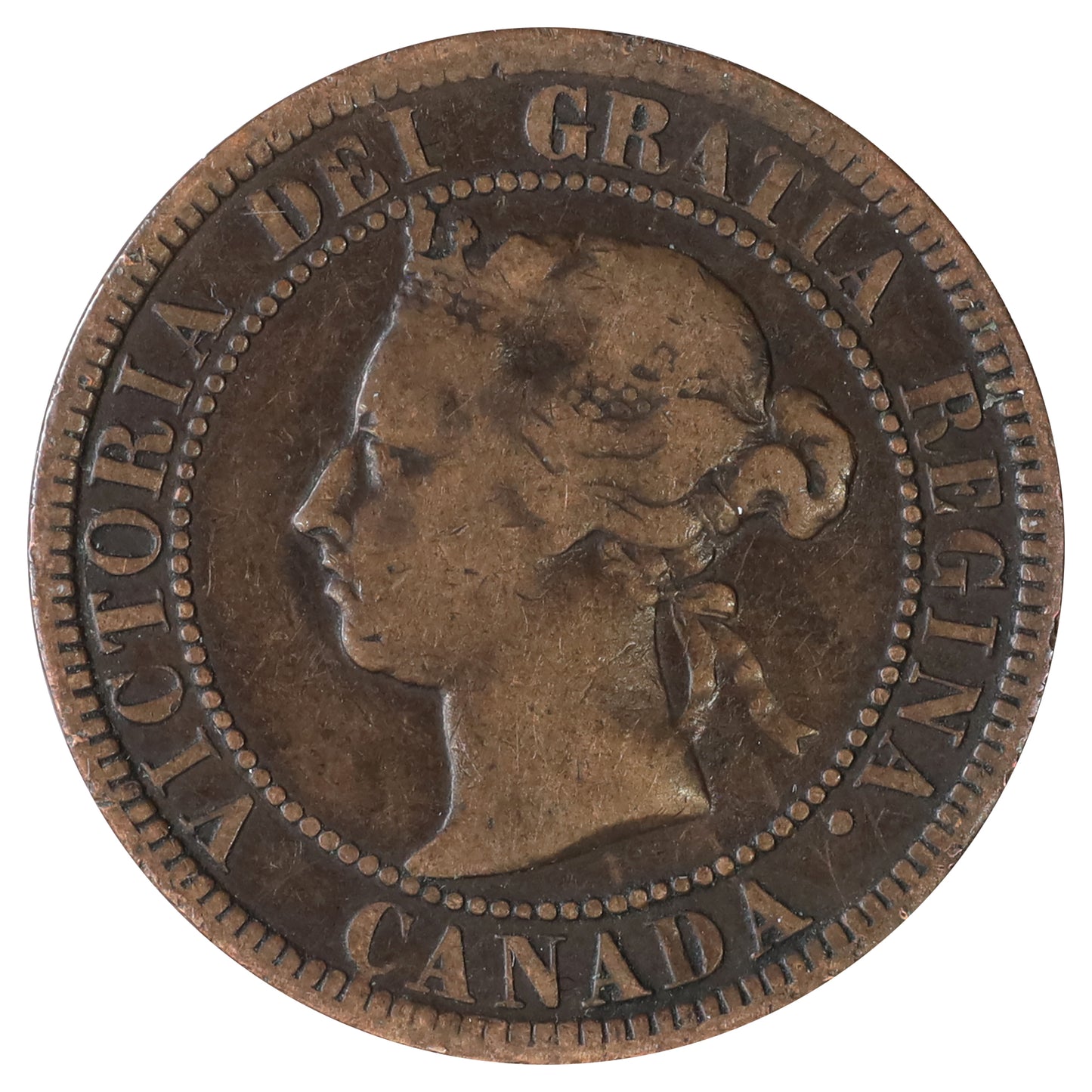 1884 Obv. 2 Canada 1-cent VG-F (VG8) Scratched, marks, or impaired