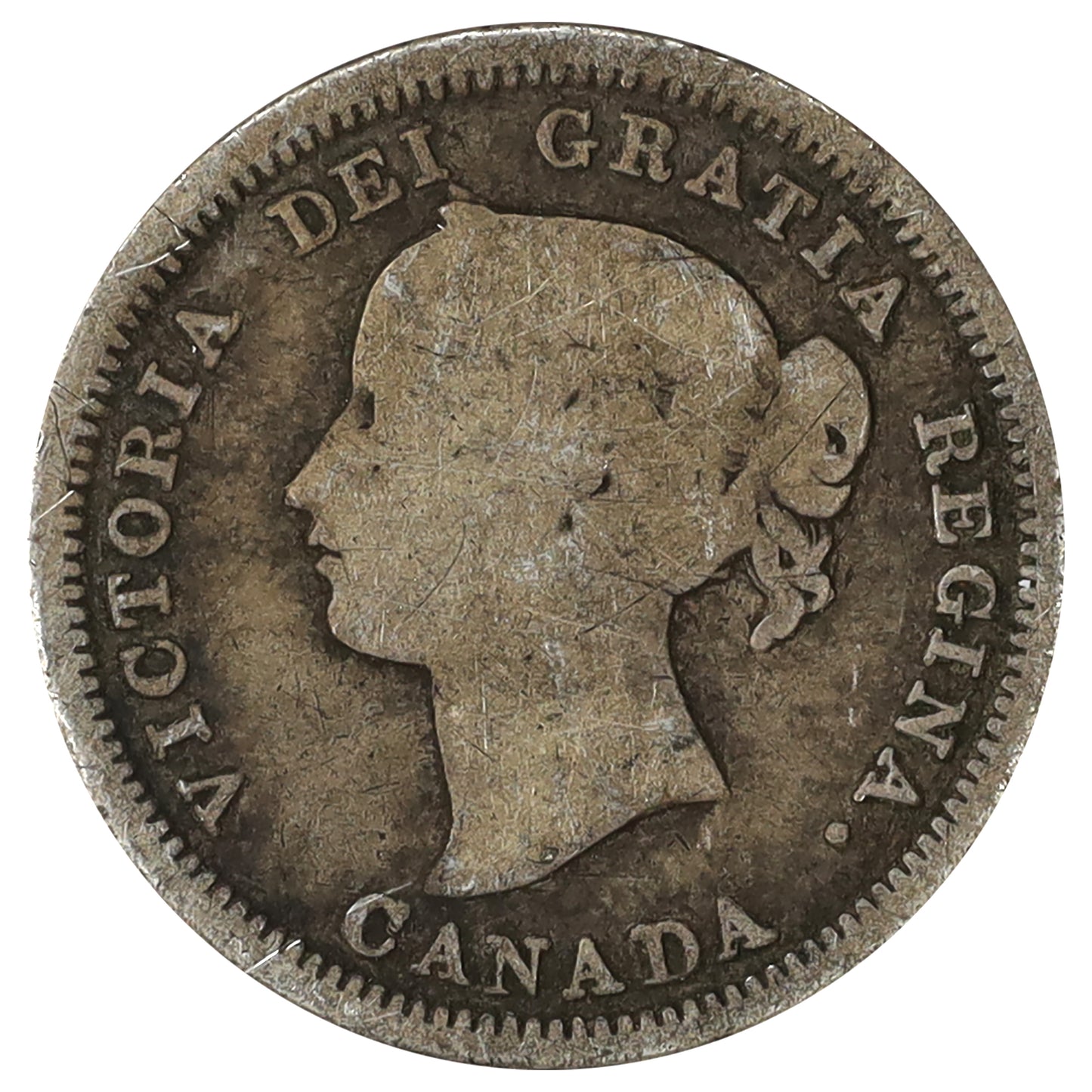 1858 Small Date Canada 5-cents Good (G4) Scratched, marks, or impaired