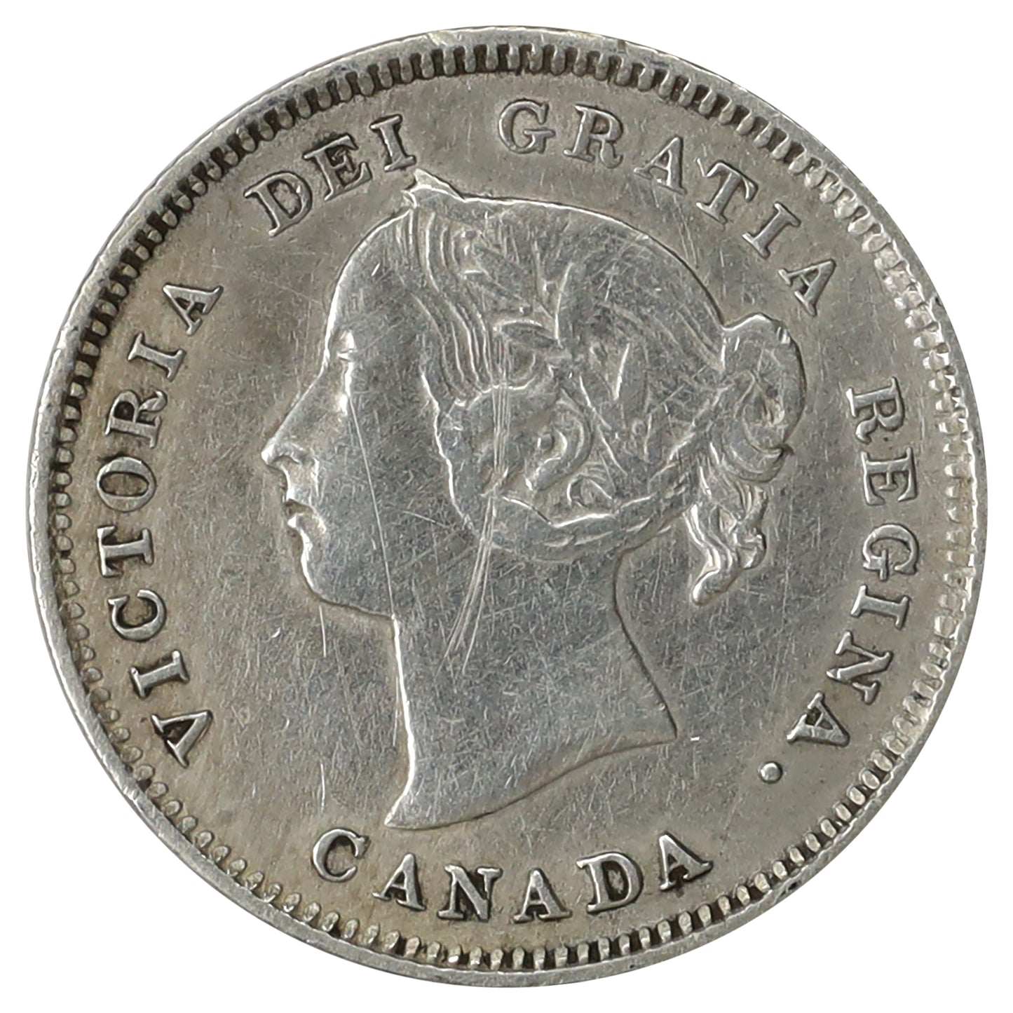 1886 Large 6 Canada 5-cents VF-EF (VF30) Scratched, cleaned, or impaired
