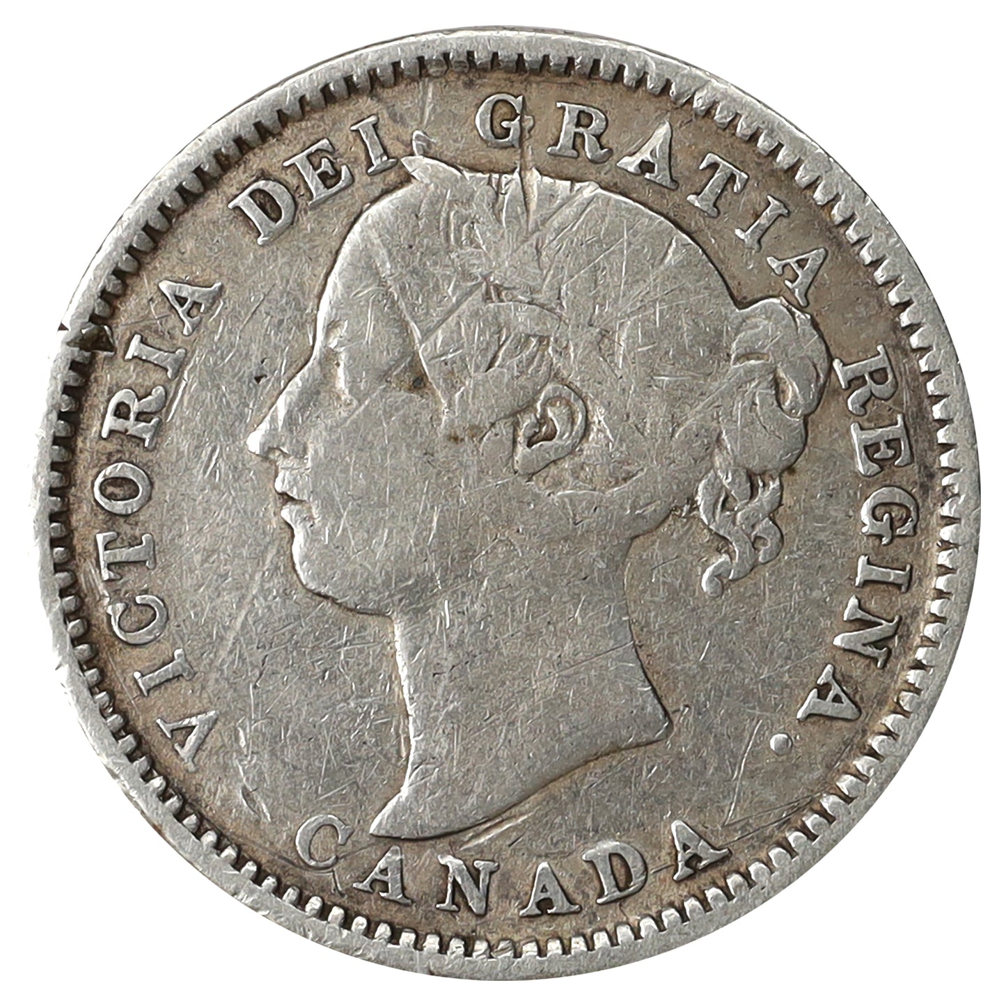 1887 Canada 10-cents Fine (F12) Scratched, marks, or impaired