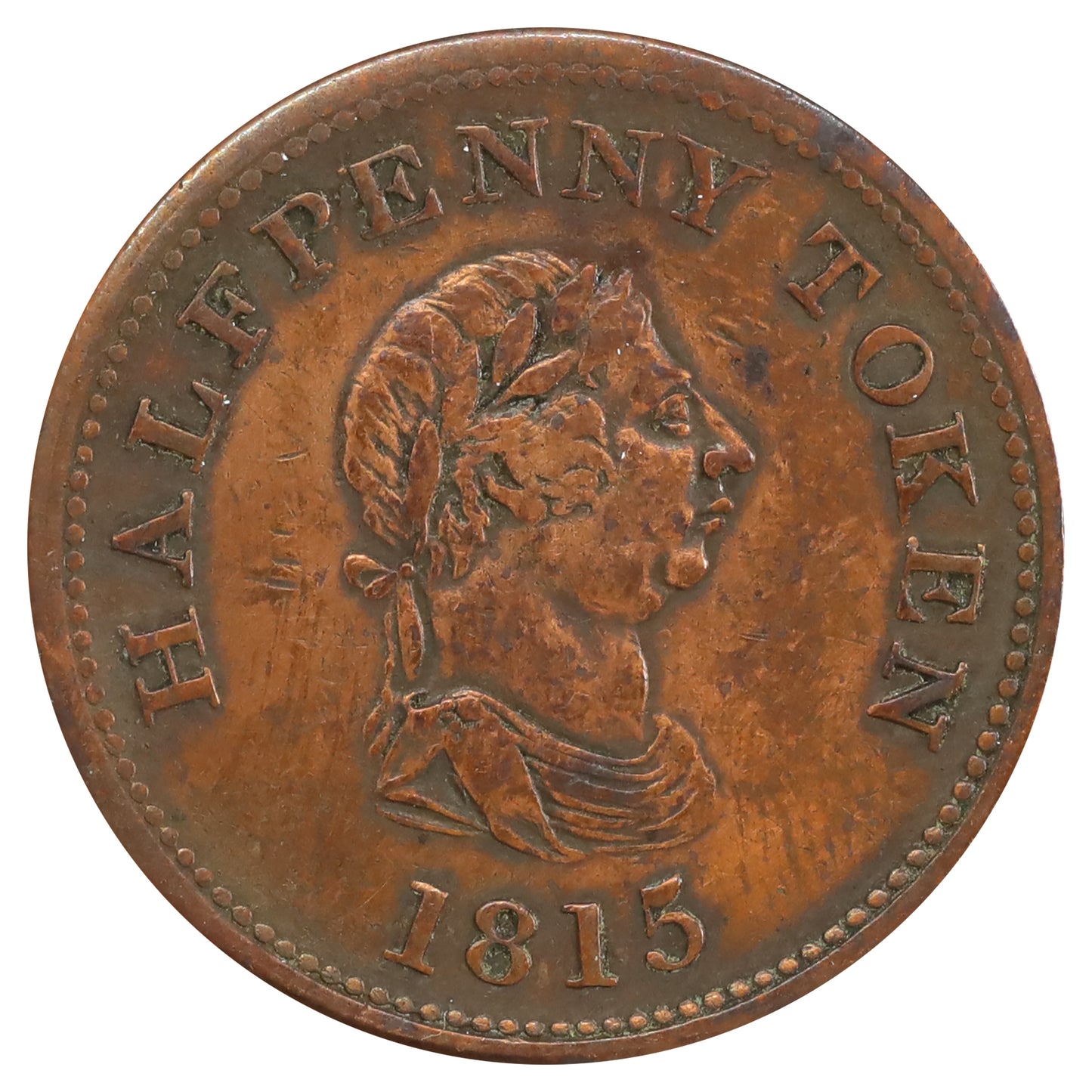 NS-14A5 1815 Nova Scotia John Alexander Barry Halifax Halfpenny Token F-VF (F12) Cleaned