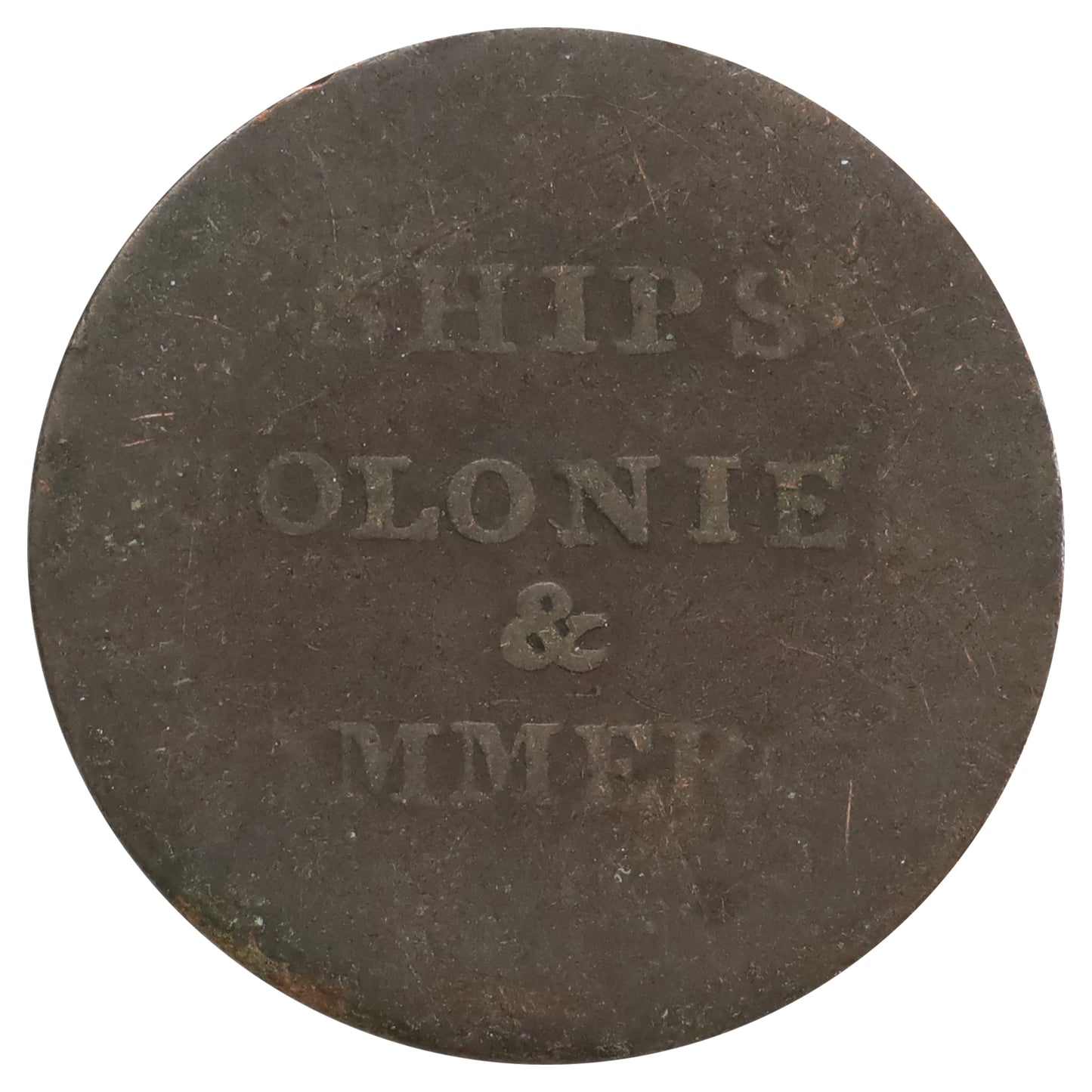 PE-10-2 1829 PEI Ships, Colonies & Commerce Token Very Good (VG8) Weak Strike