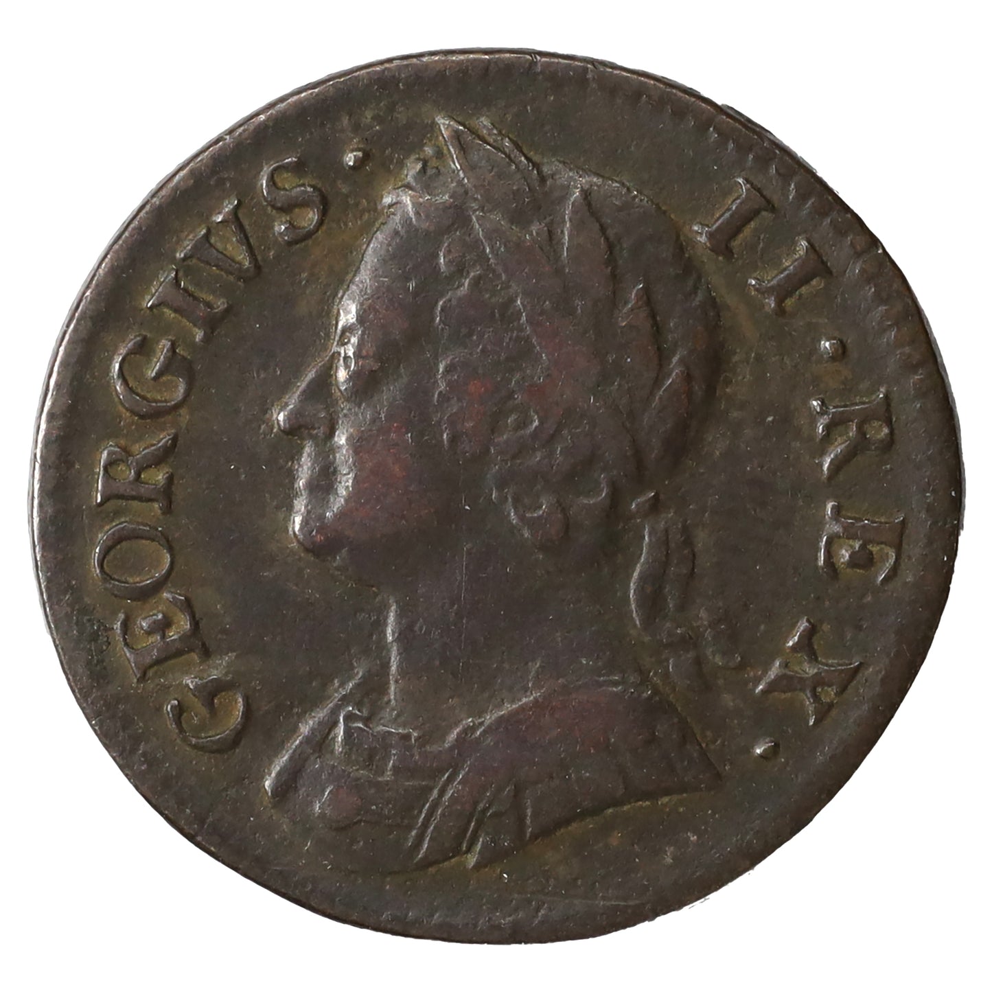 Great Britain 1749 George II Farthing Very Fine (VF20) Corroded