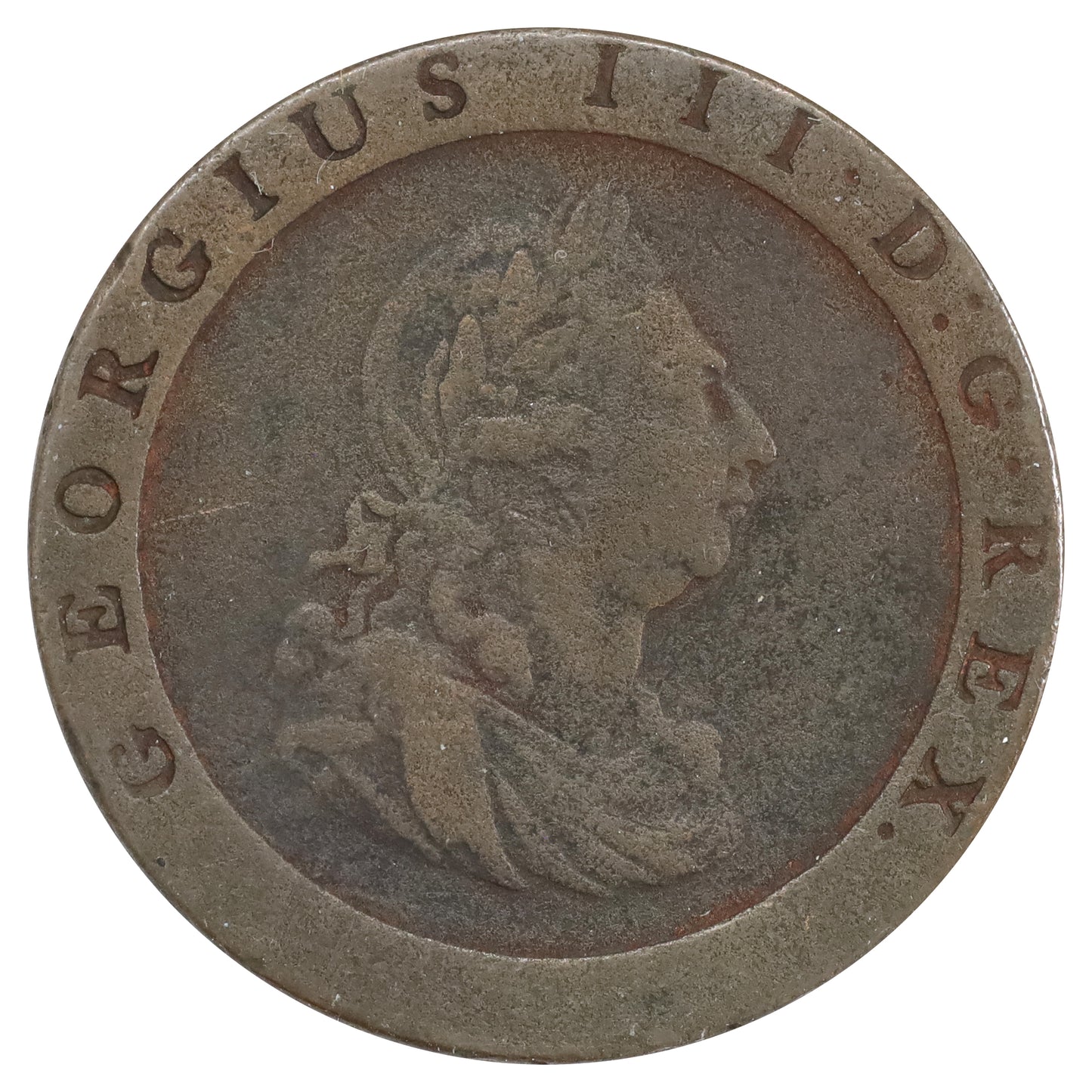 Great Britain 1797 George III Halfpenny F-VF (F15) Corroded