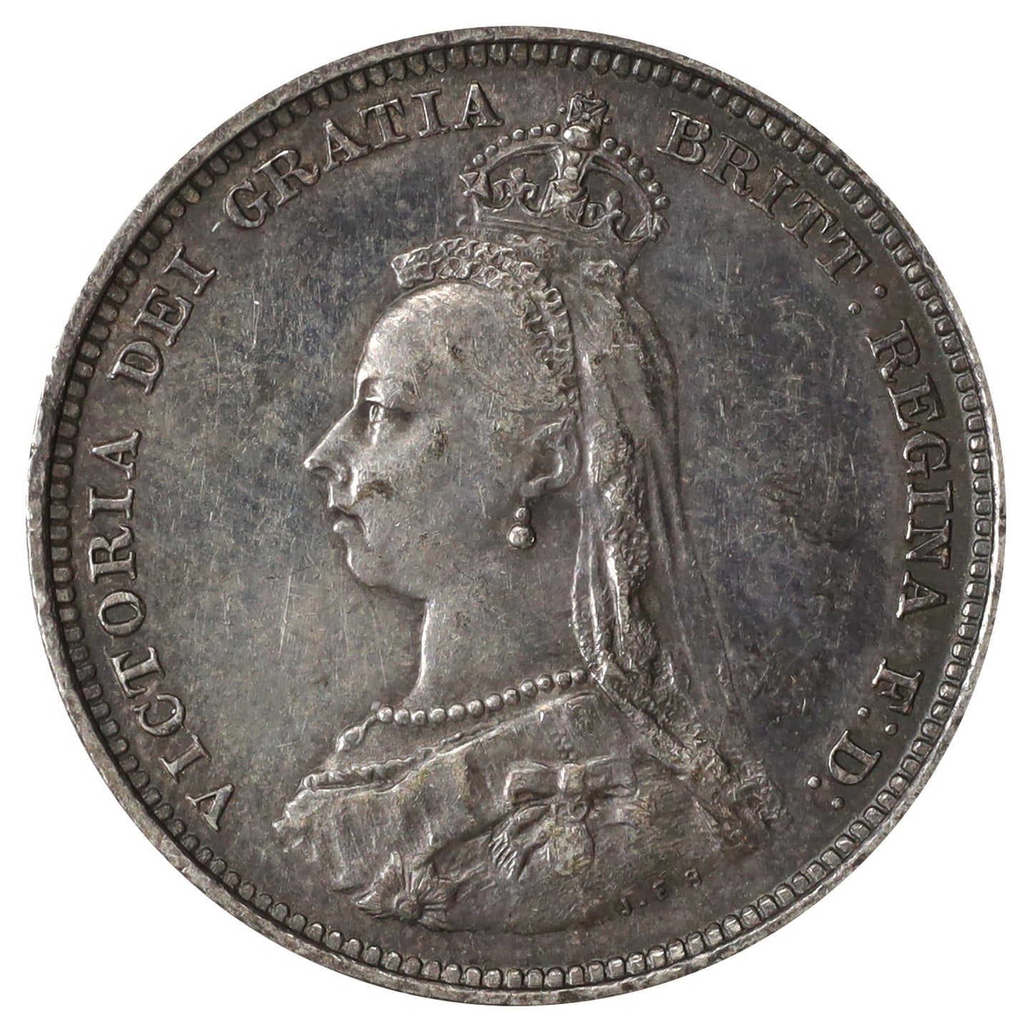 Great Britain 1887 Shilling Extra Fine (EF40) Toned