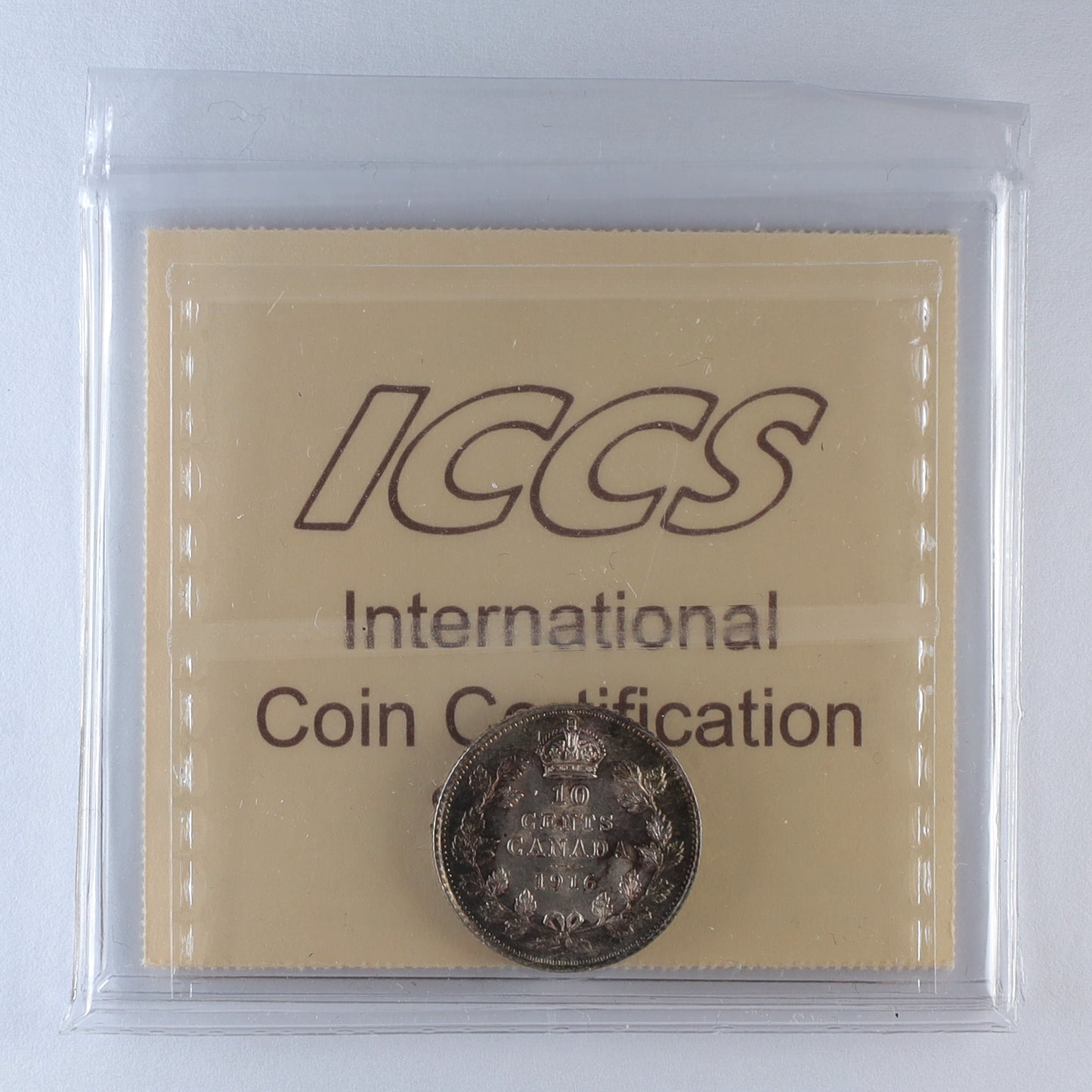 1916 Canada 10-cents ICCS Certified AU55 (Toned)