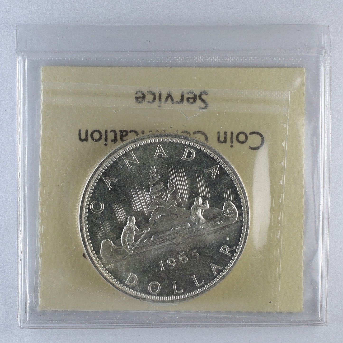 1965 Lge Beads Ptd 5 (Type 4) Canada Dollar ICCS Cert. MS63 Heavy Cameo (Lightly Toned)
