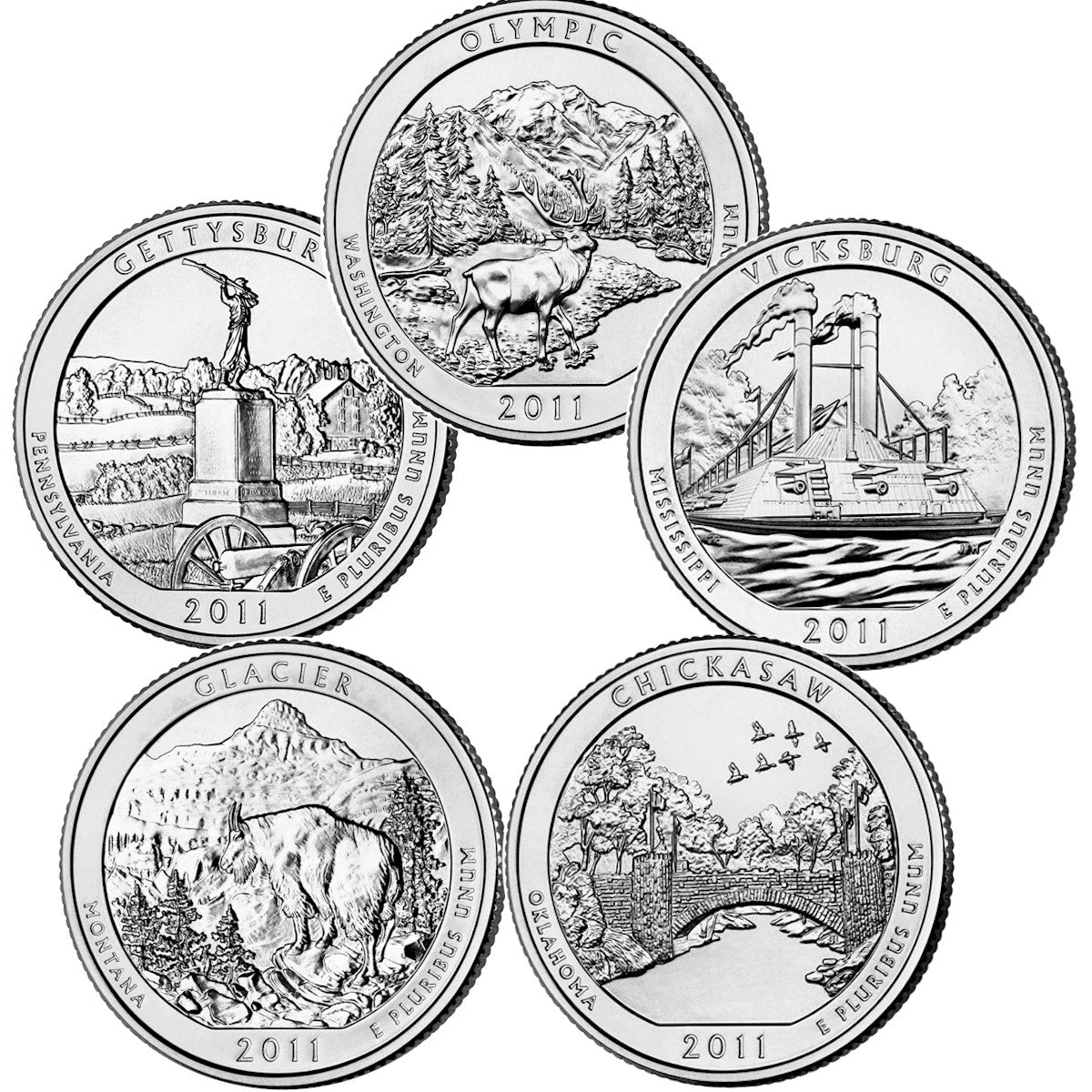2011 USA National Parks Quarters 10-coin Set - P&D Mints
