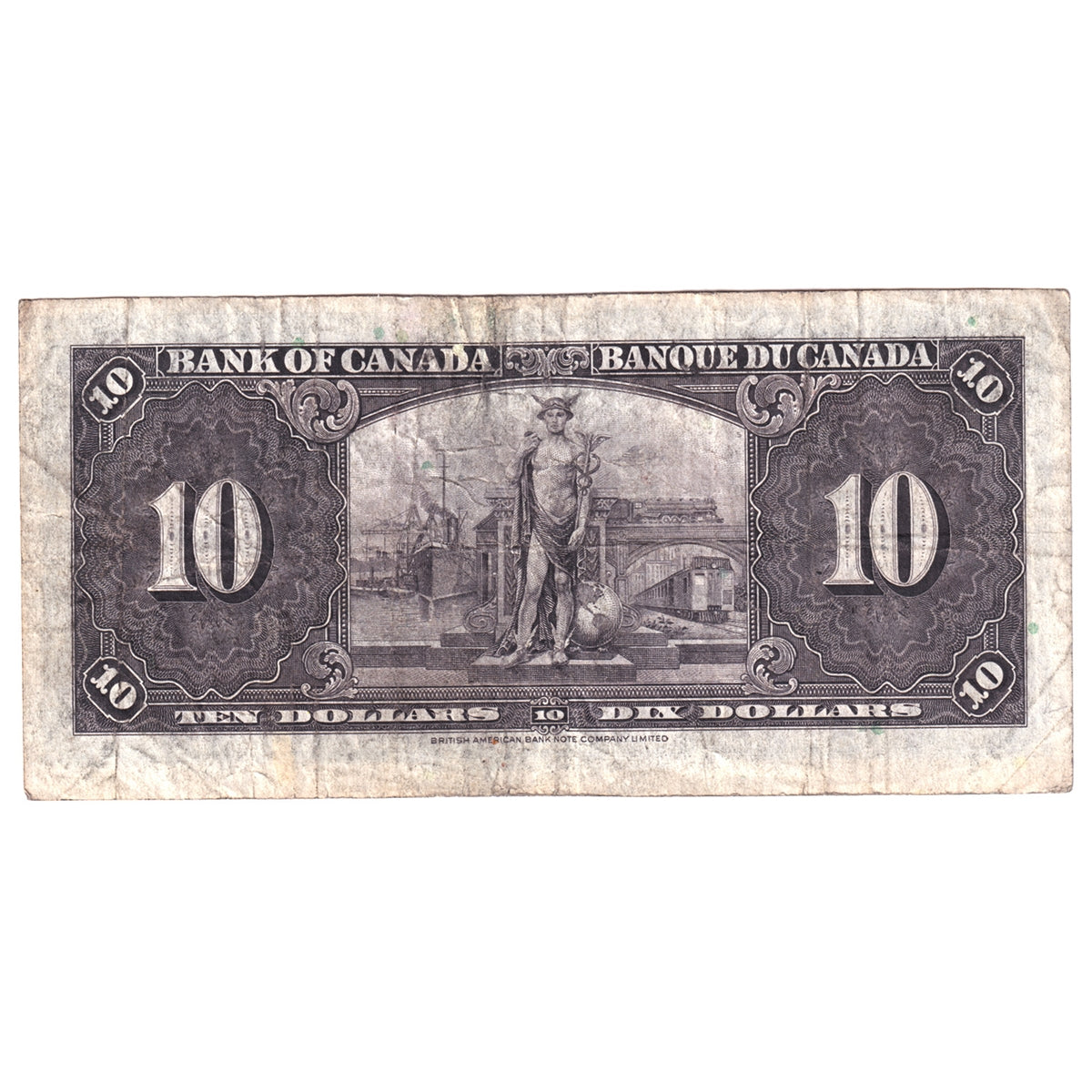 BC-24b 1937 Canada $10 Note Gordon-Towers, Very Fine (VF20) Stains, Tears or Impaired