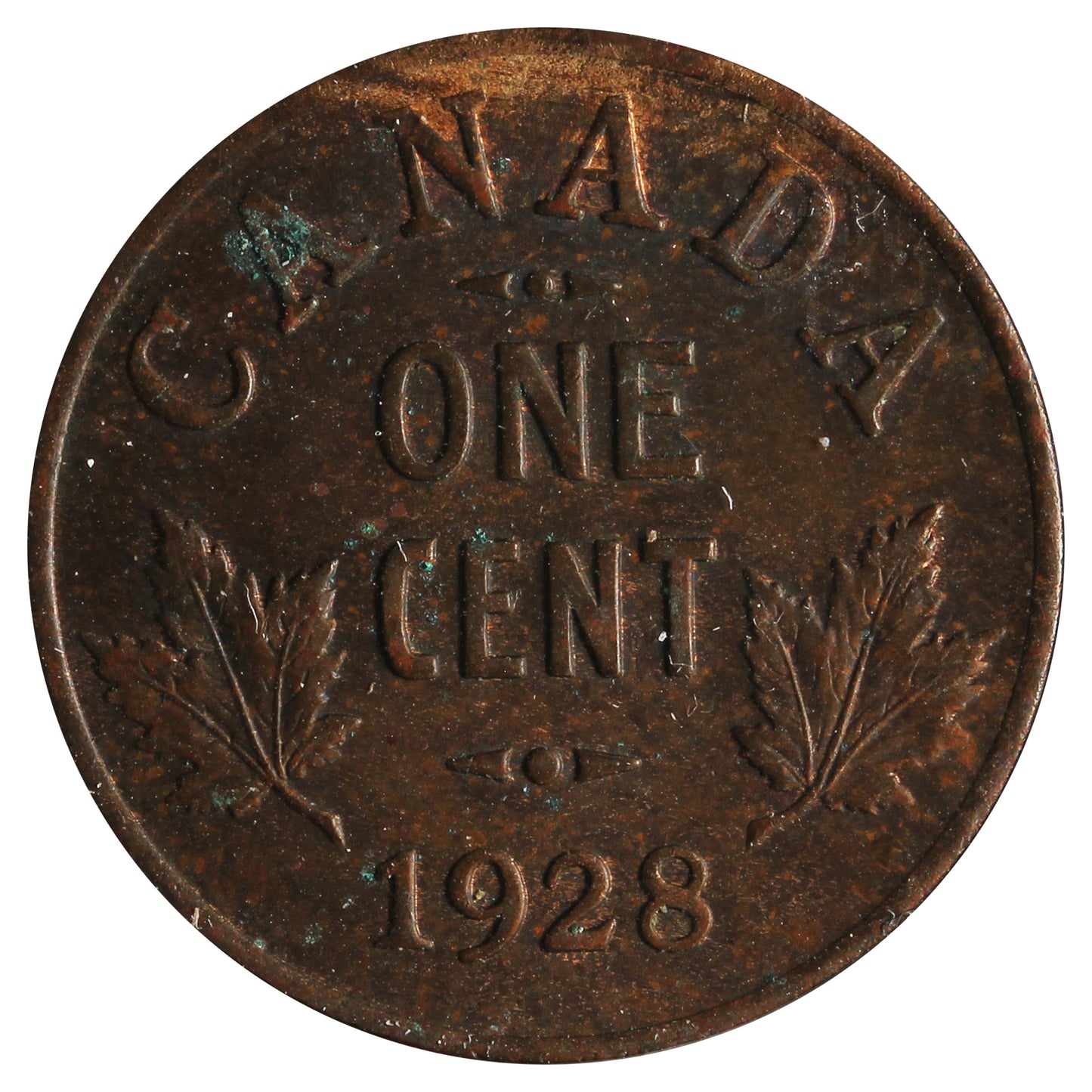 1928 Canada 1-cent UNC (MS-60) Spots