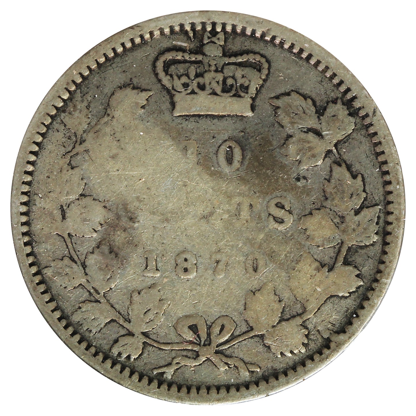 1870 Wide 0 Canada 10-cents VG-F (VG-10) Impaired