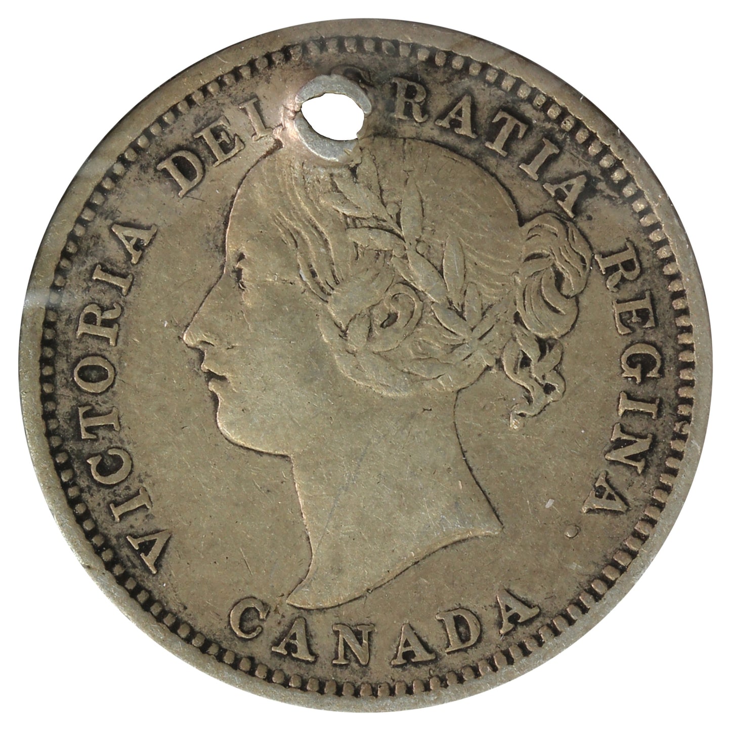 1871 Canada 10-cents Very Fine (VF20) Hole