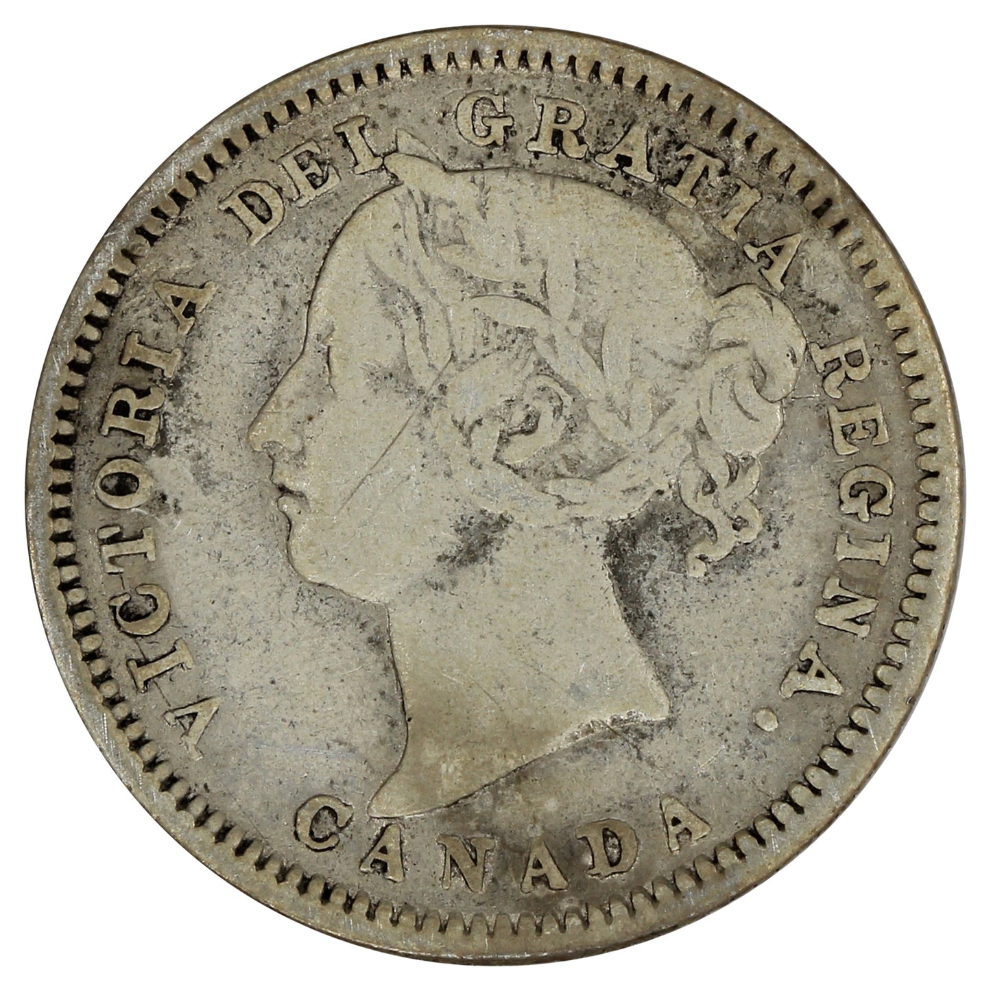 1881H Obv. 2 Canada 10-cents F-VF (F15) Impaired
