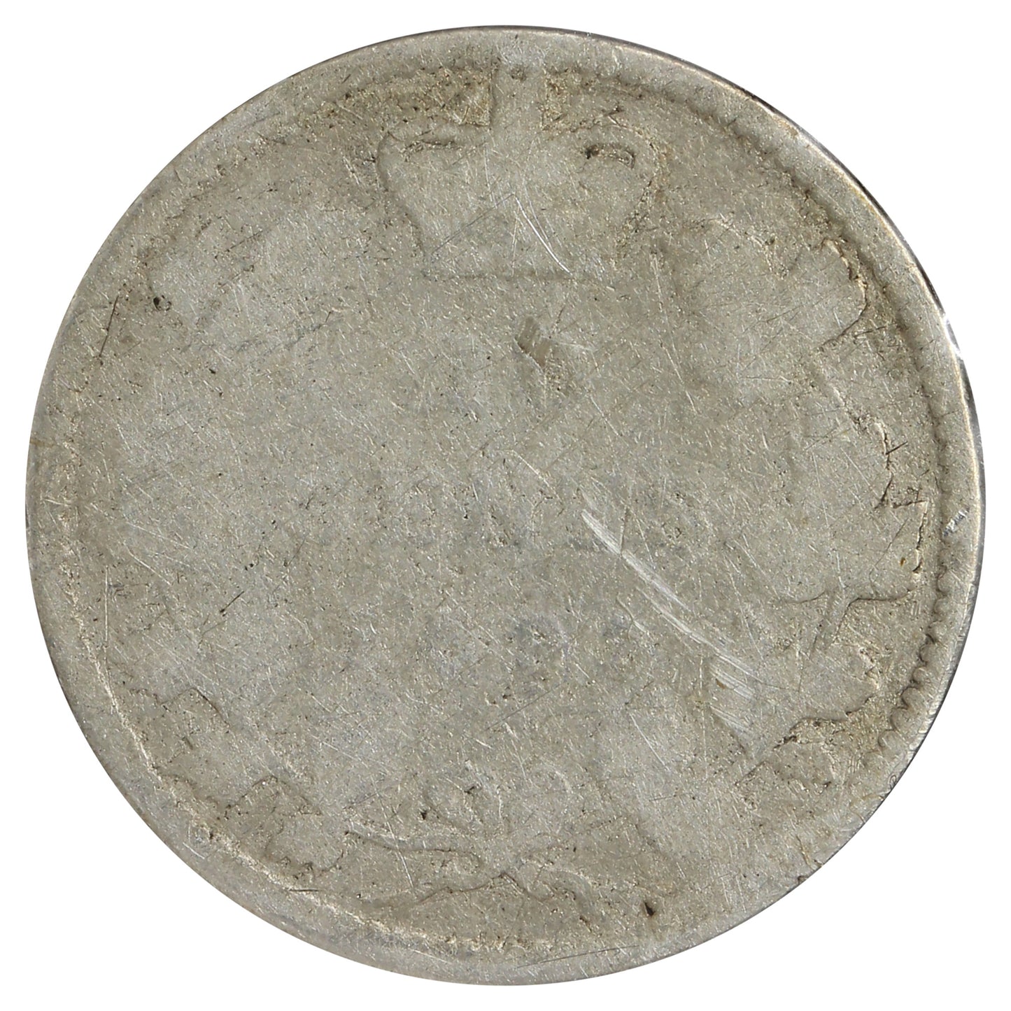1893 Flat Top 3, Obv. 5 Canada 10-cents Good (G-4) Scratched