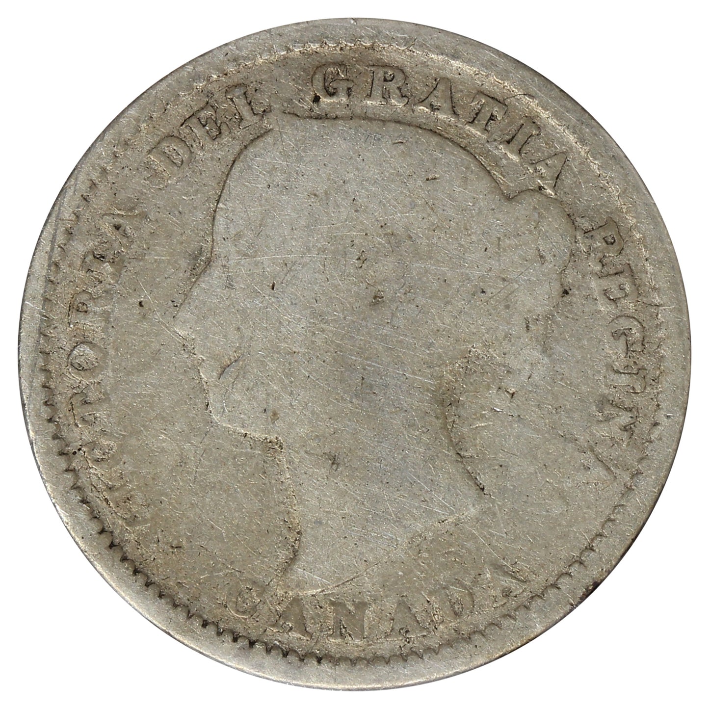 1893 Flat Top 3, Obv. 5 Canada 10-cents Good (G-4) Scratched