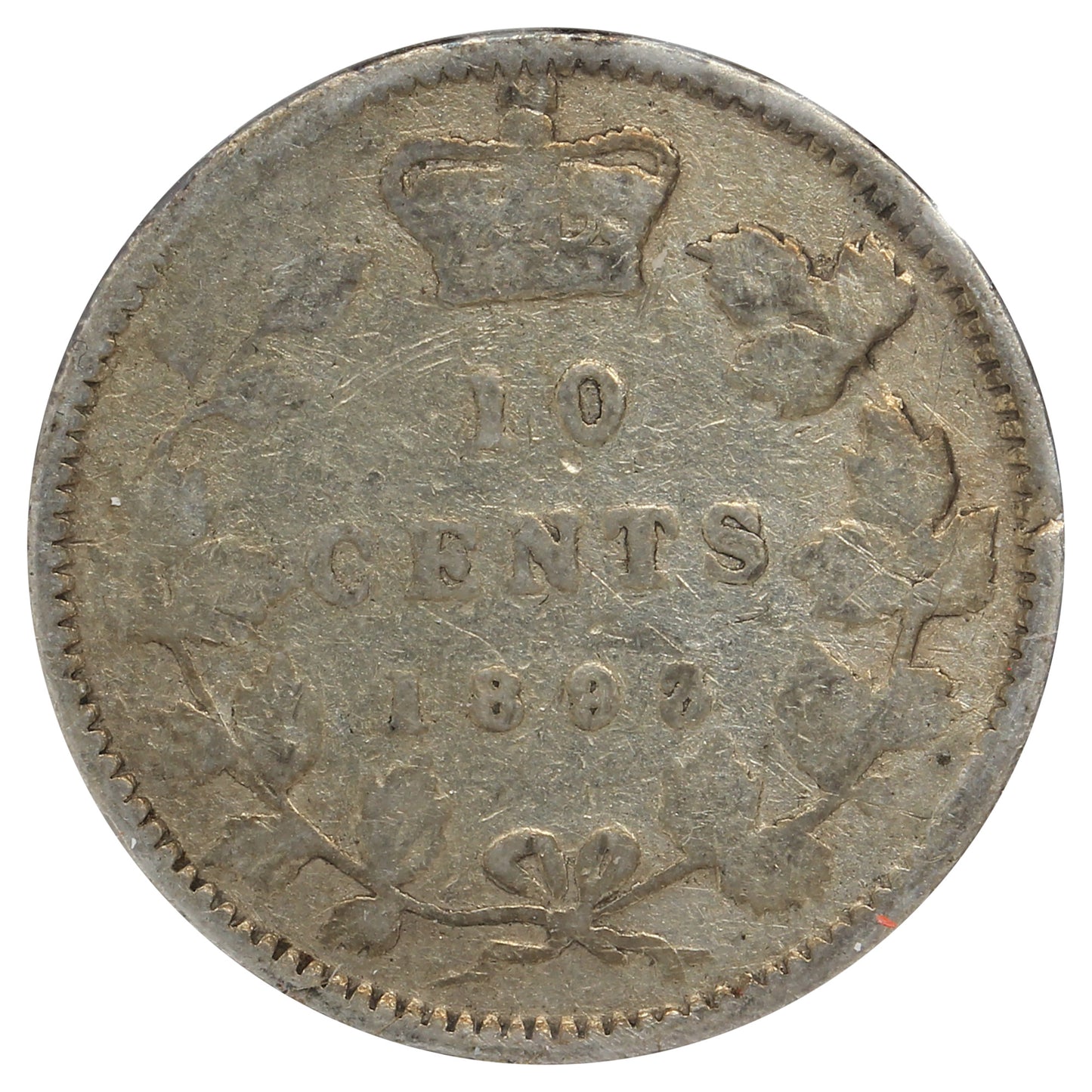 1893 Flat Top 3, Obv. 6 Canada 10-cents VG-F (VG-10) Impaired