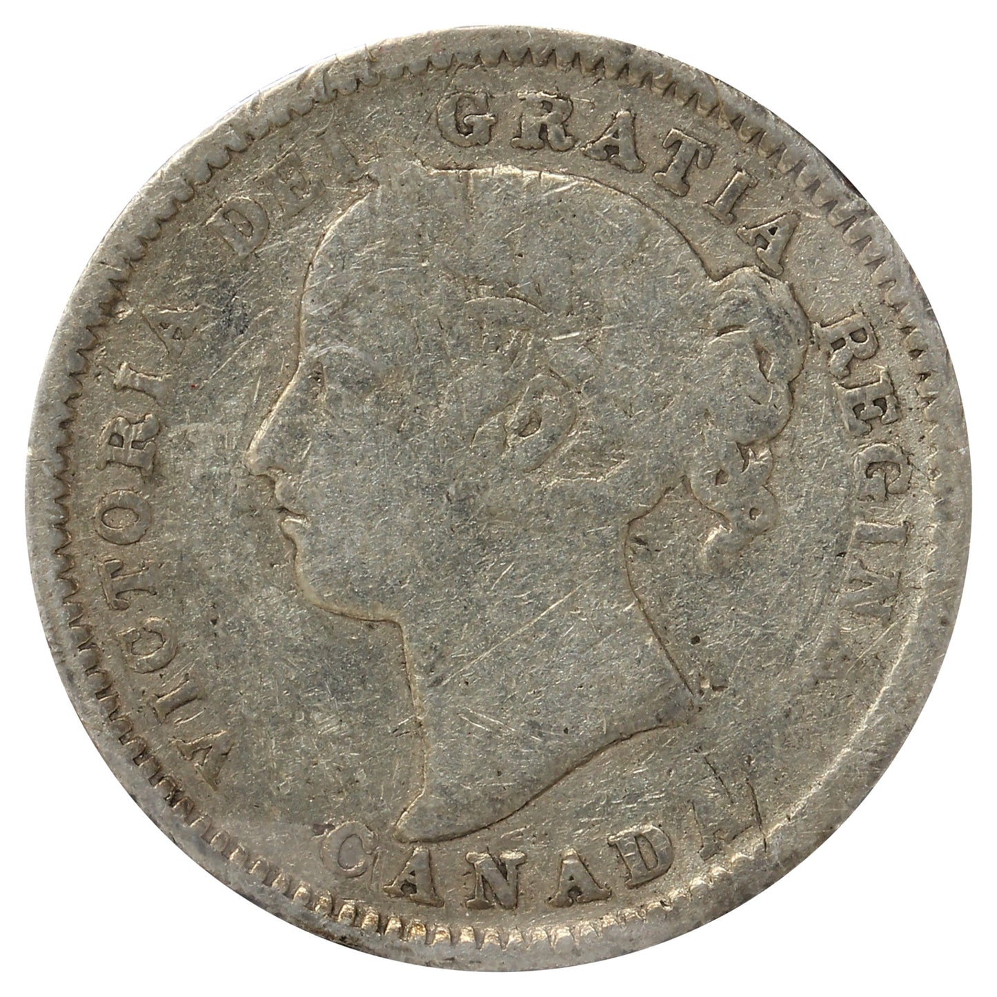 1893 Flat Top 3, Obv. 6 Canada 10-cents VG-F (VG-10) Impaired
