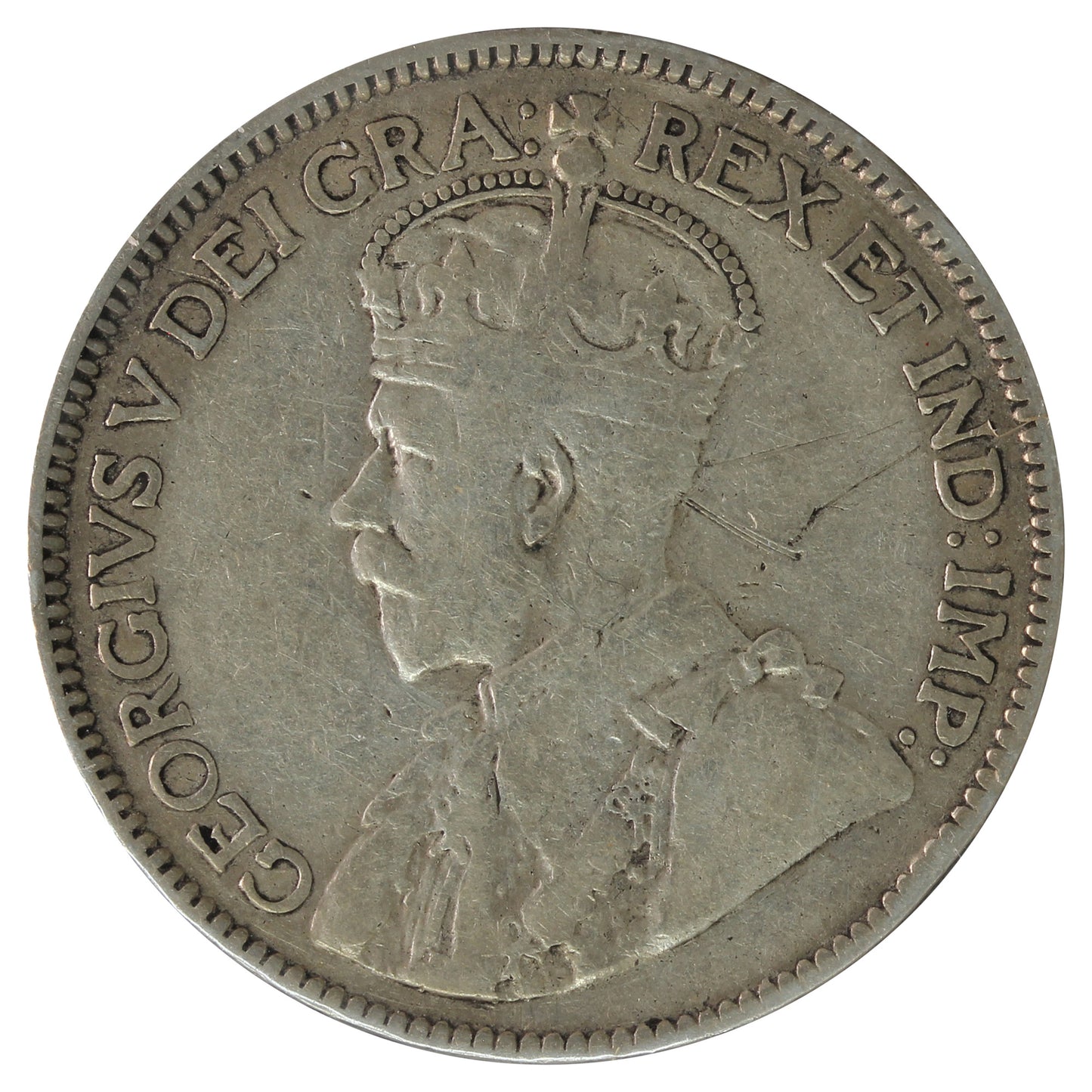 1914 Canada 25-cents F-VF (F-15) Scratched