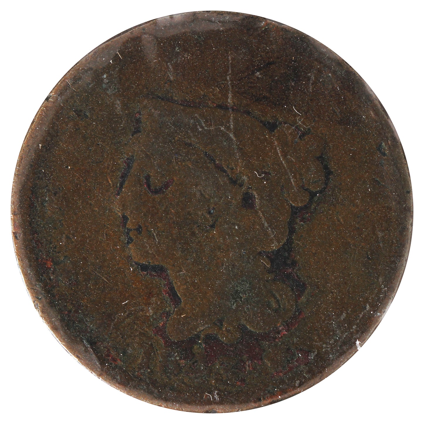 1843 USA Cent Petite Head, Small Letters USA Cent About Good (AG-3) Impaired