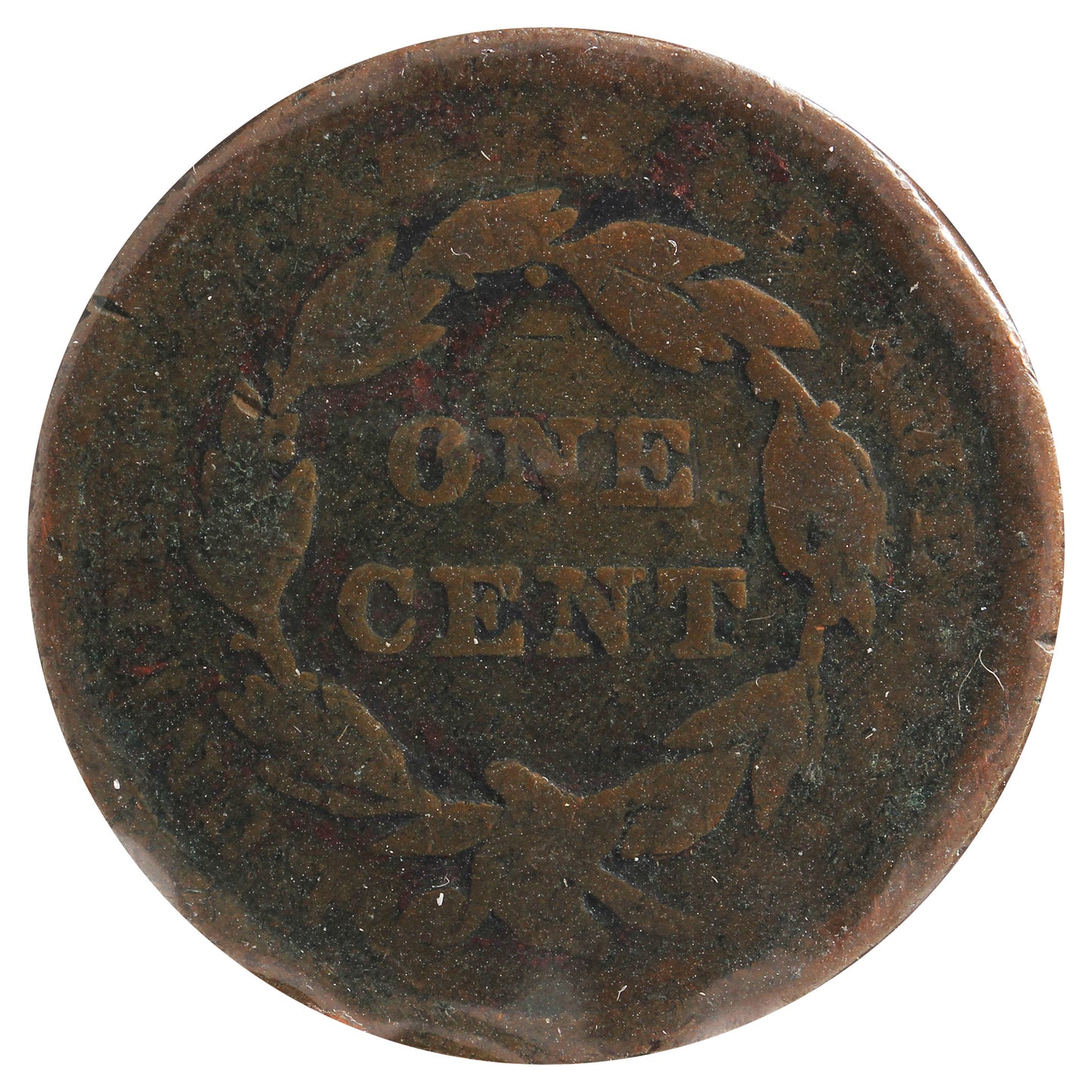 1843 USA Cent Petite Head, Small Letters USA Cent About Good (AG-3) Impaired