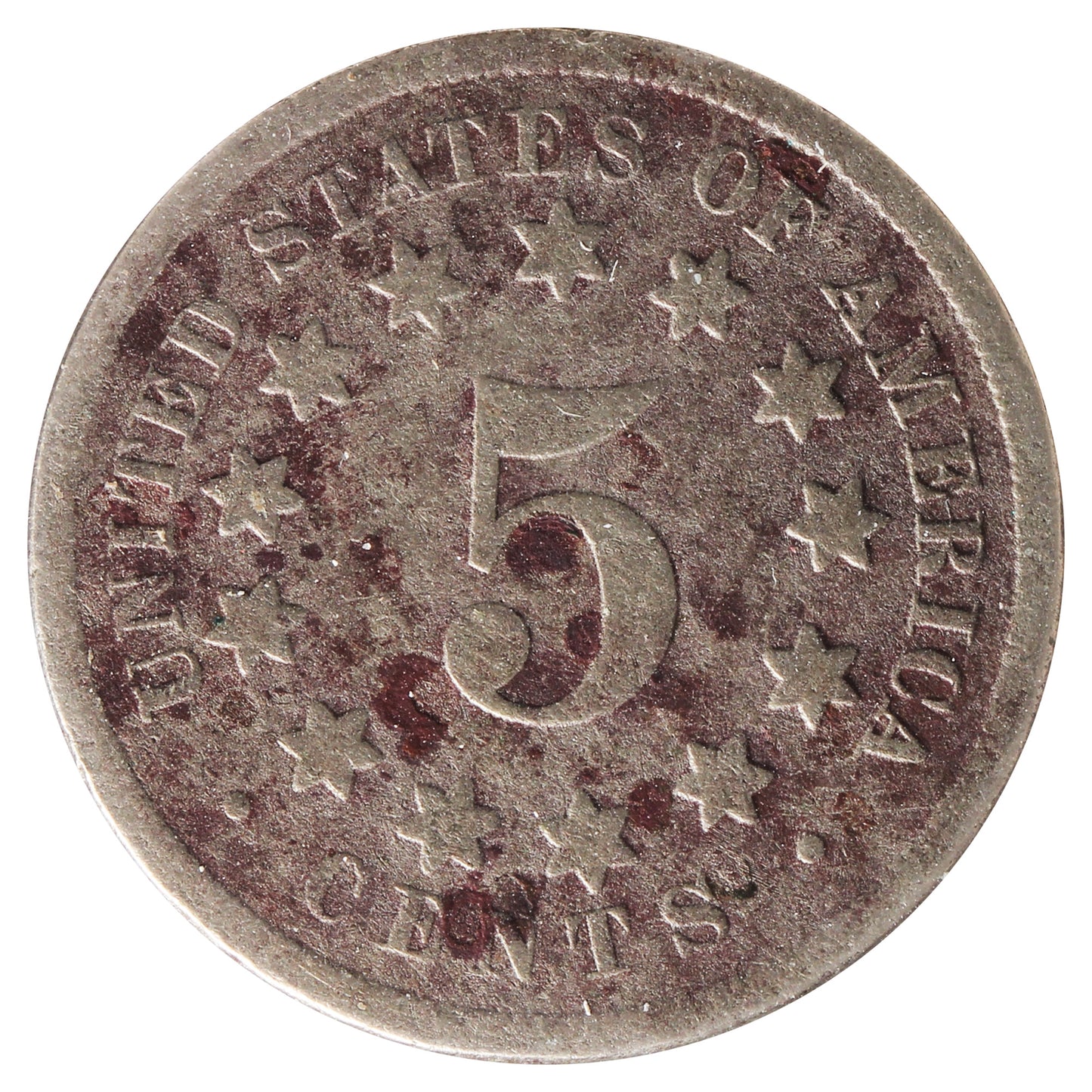 1868 USA Nickel About Good (AG3) Impaired
