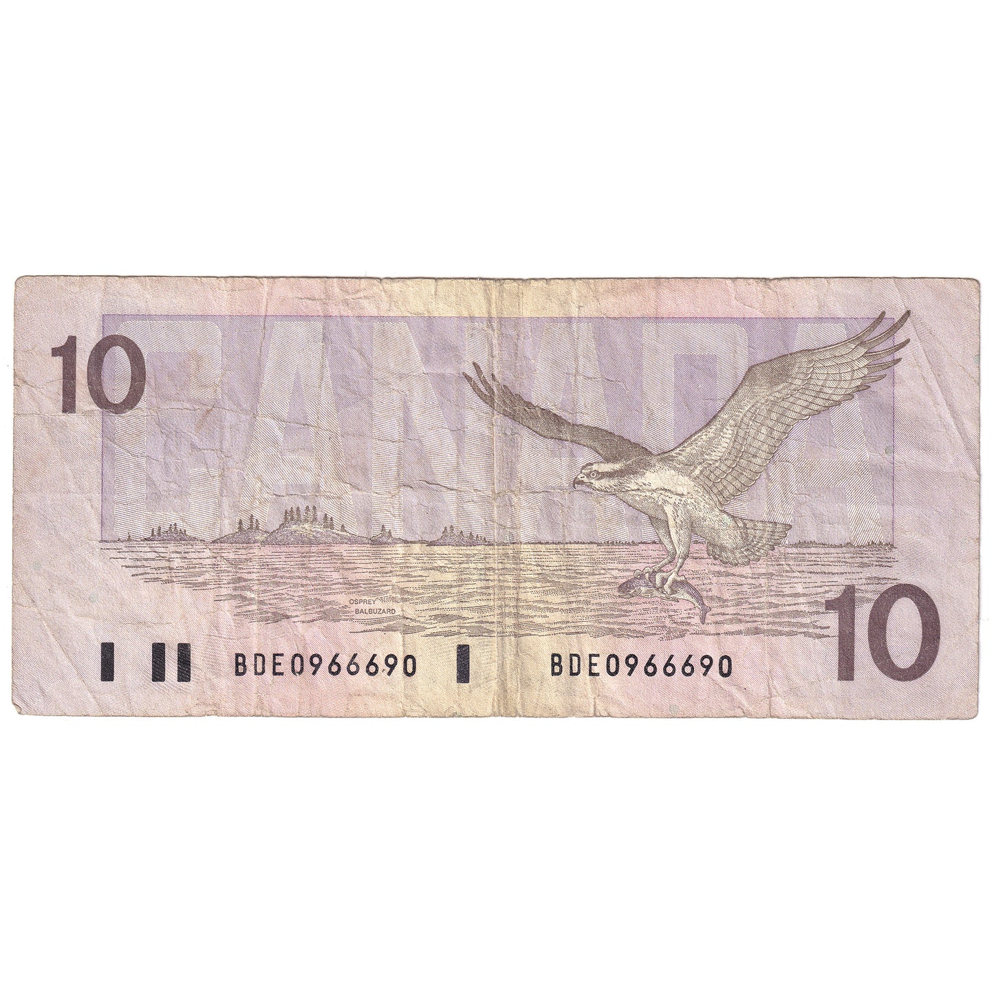 BC-57a-N1-iii 1989 $10 Thiessen-Crow, 3 Digit RADAR, BDE, Circ