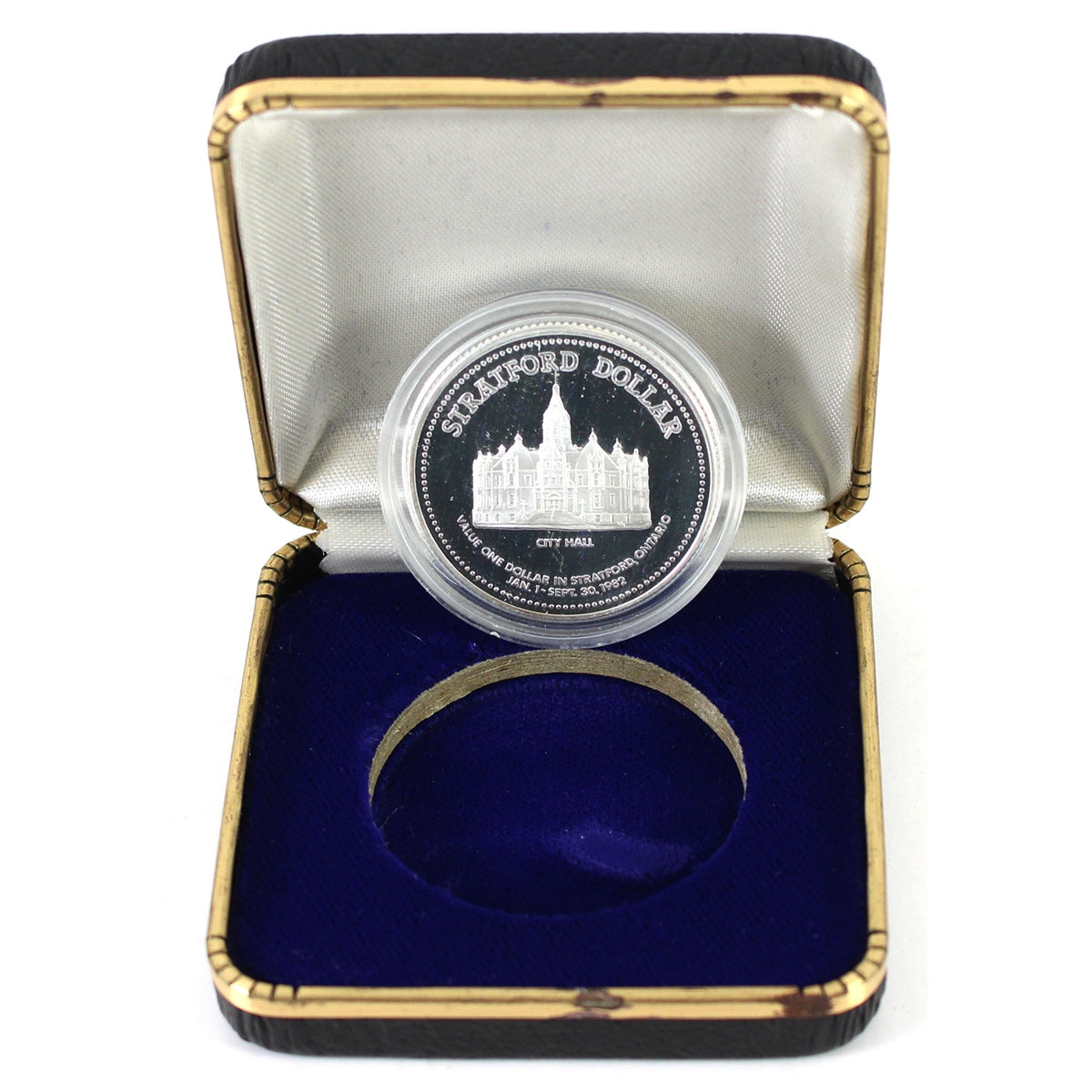 1982 Stratford, ON 150th Ann. Fine Silver Trade Dollar Token in Case (No Tax) See text