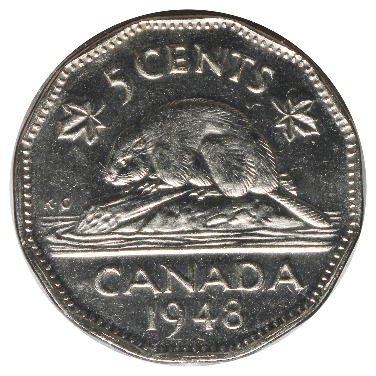 1948 Canada 5-cents Brilliant Uncirculated (MS63) Impaired