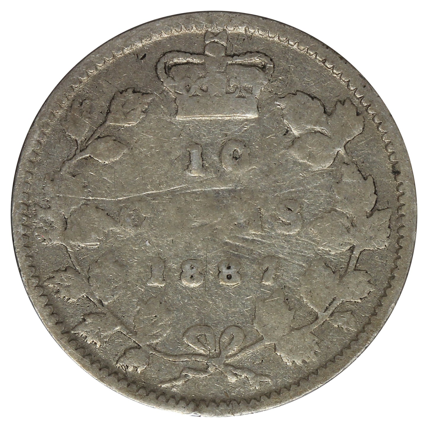 1887 Canada 10-cents Very Good (VG-8) Impaired