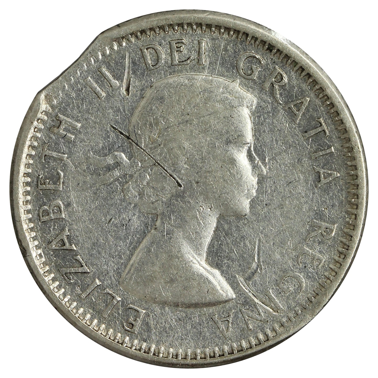 ERROR 1962 Canada 10-cents Clipped Planchet