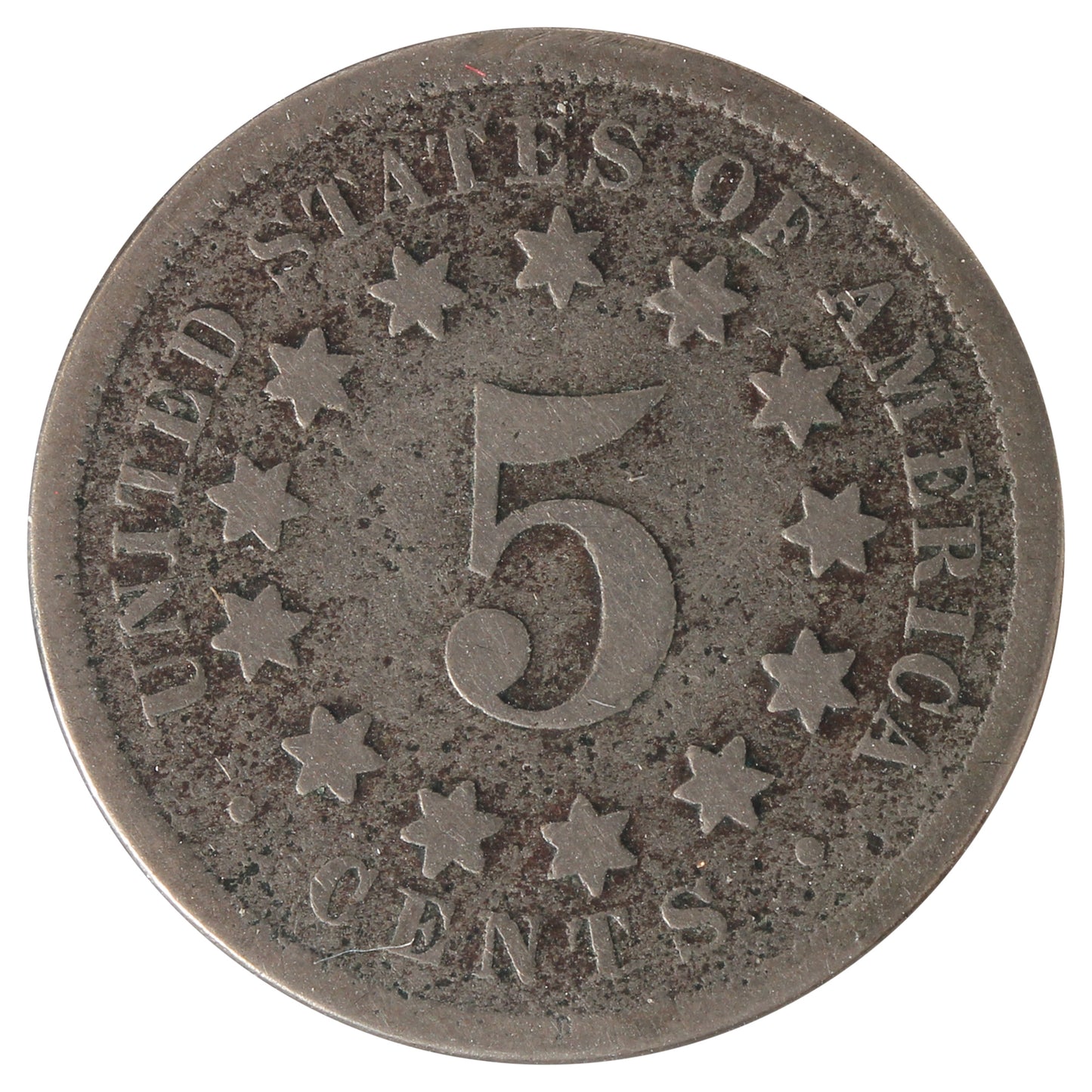 1867 No Rays USA Nickel G-VG (G6) Impaired