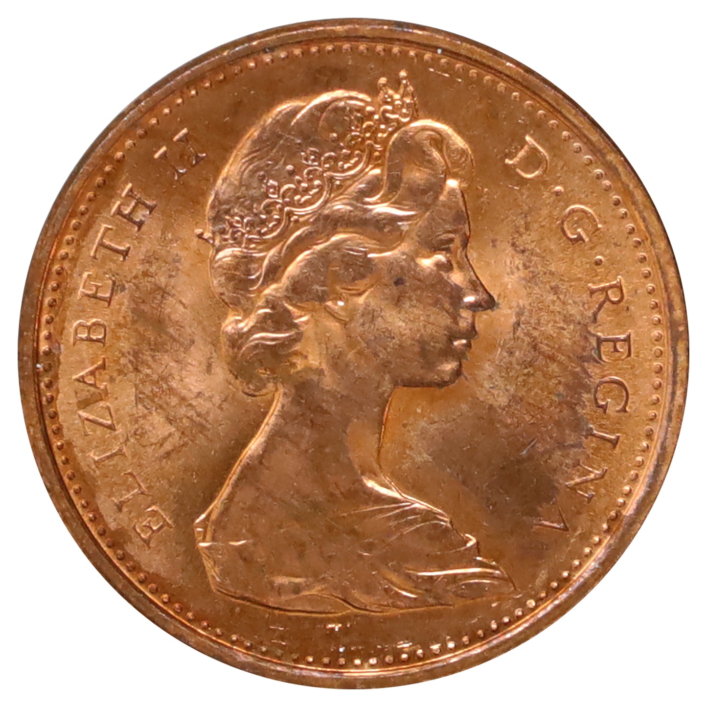 1967 Double Date Canada 1-cent Brilliant Uncirculated (MS64) Toned