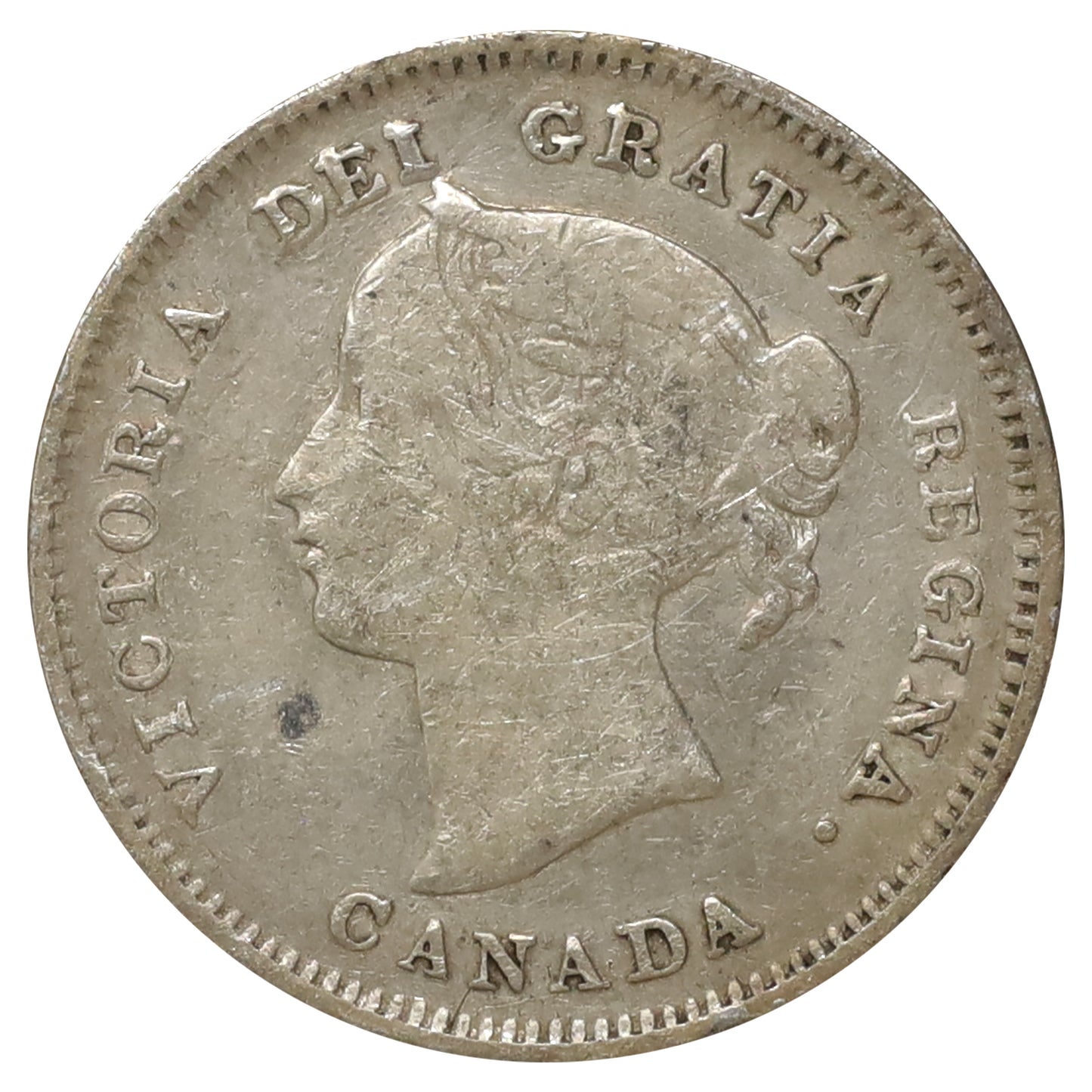 1900 Round 0s Canada 5-cents F-VF (F15) Scratched, marks, or impaired