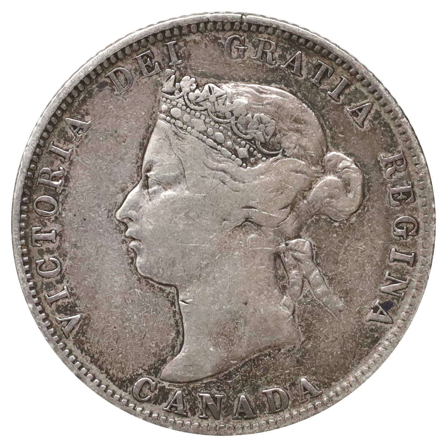 1874H Canada 25-cents Fine (F12) Scratched, marks, or impaired