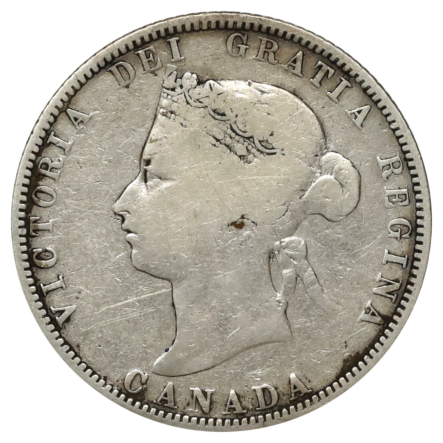 1885 Canada 25-cents Very Good (VG8) Scratched, marks, or impaired