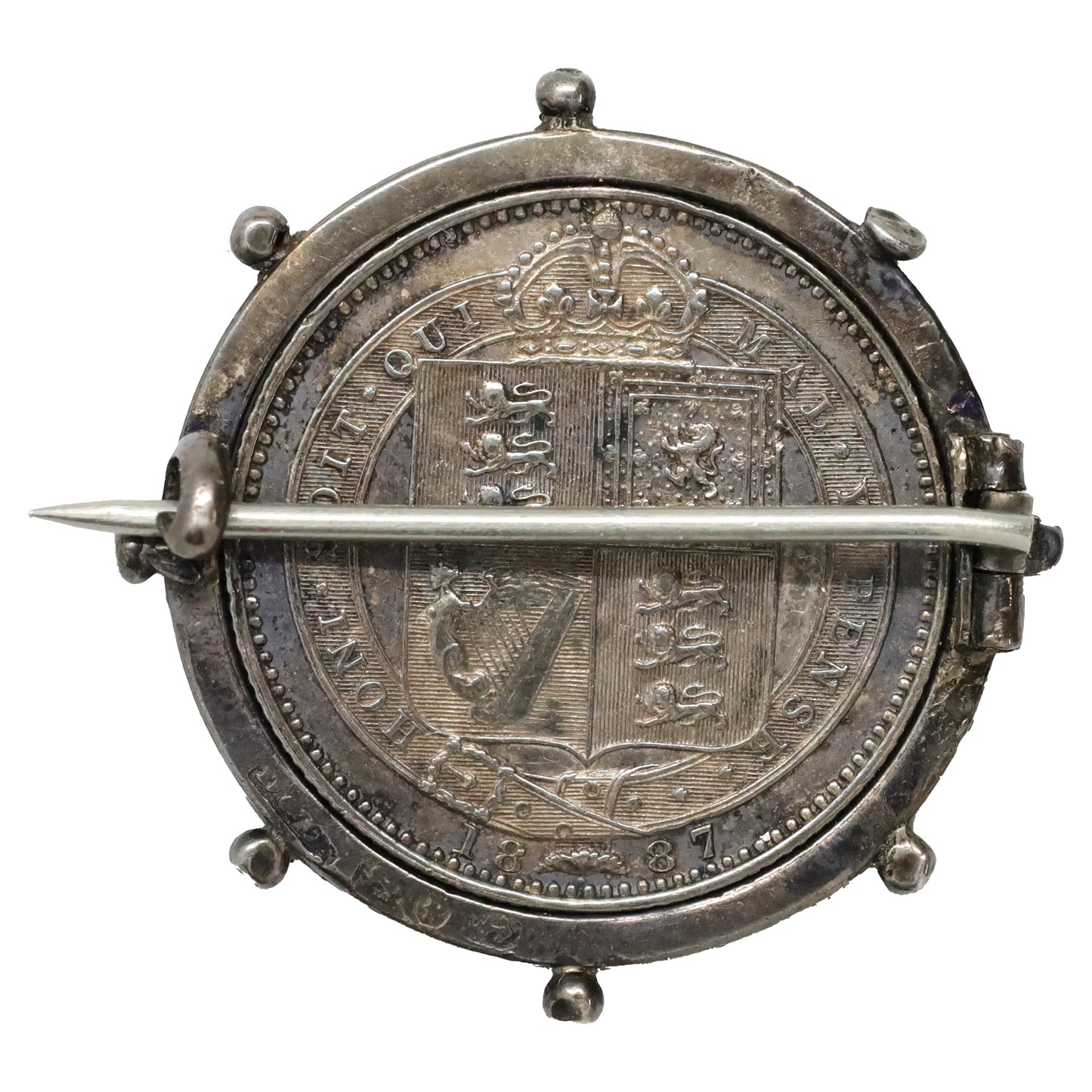 Great Britain 1887 1 Shilling Sterling Bezel Brooch (DOD)