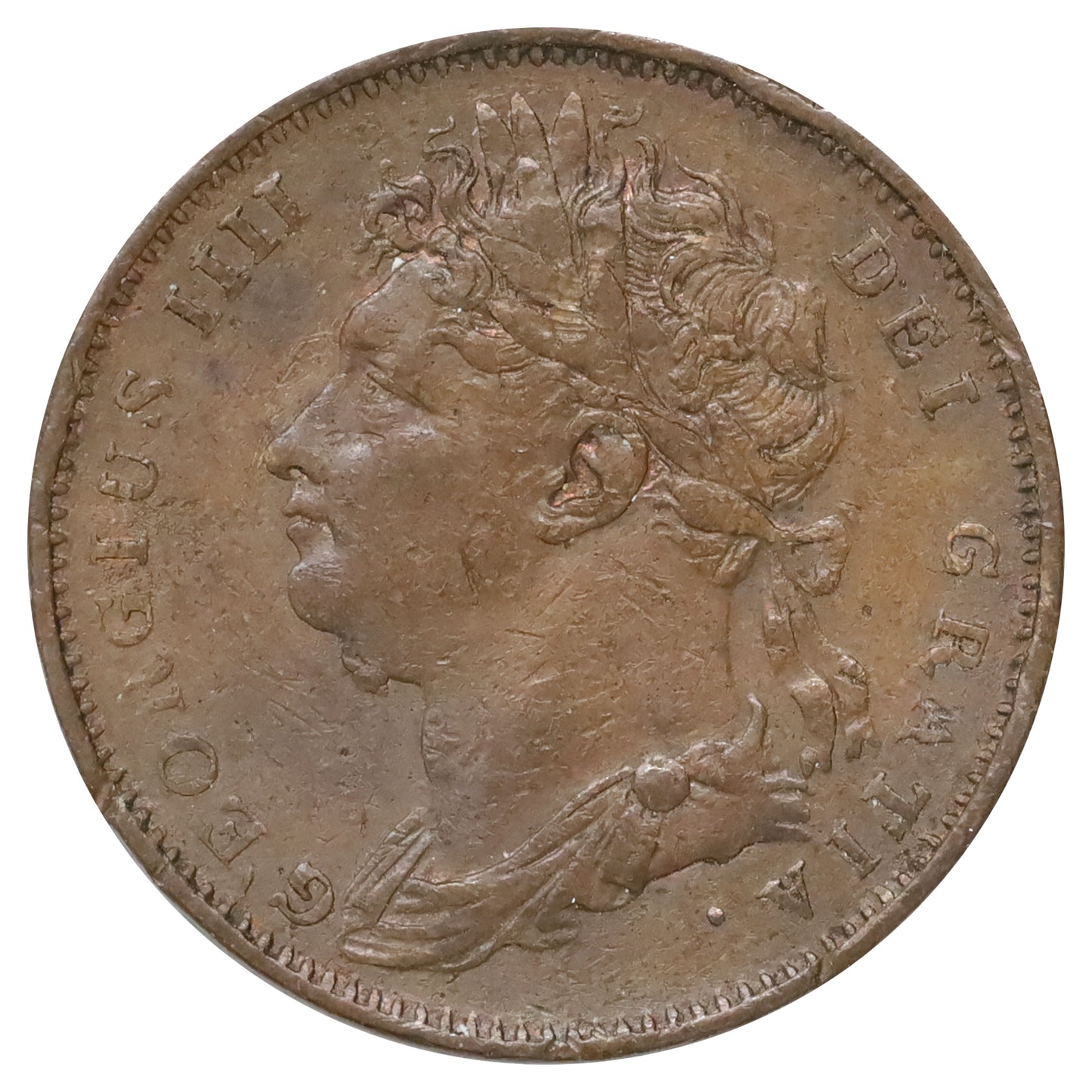 Great Britain 1822 George IV 1 Farthing Extra Fine (EF40) Rim Bump