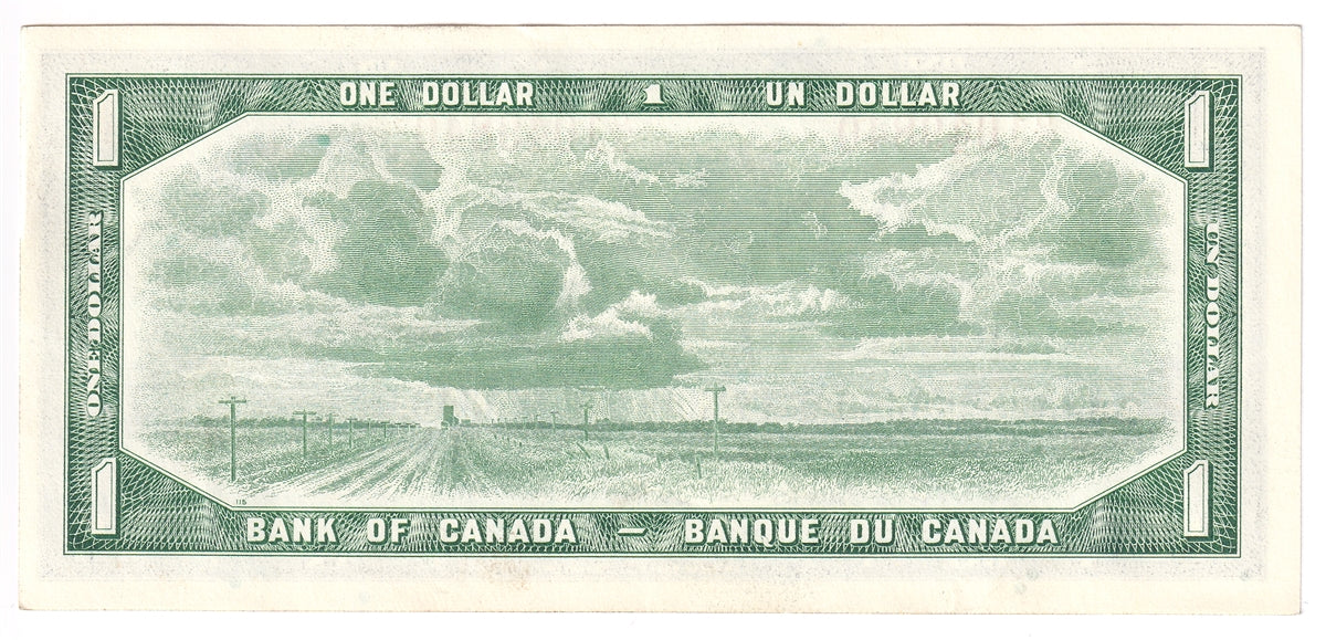 BC-37b-i 1954 Canada $1 Beattie-Rasminsky, O/Z, Almost Uncirculated (AU50)