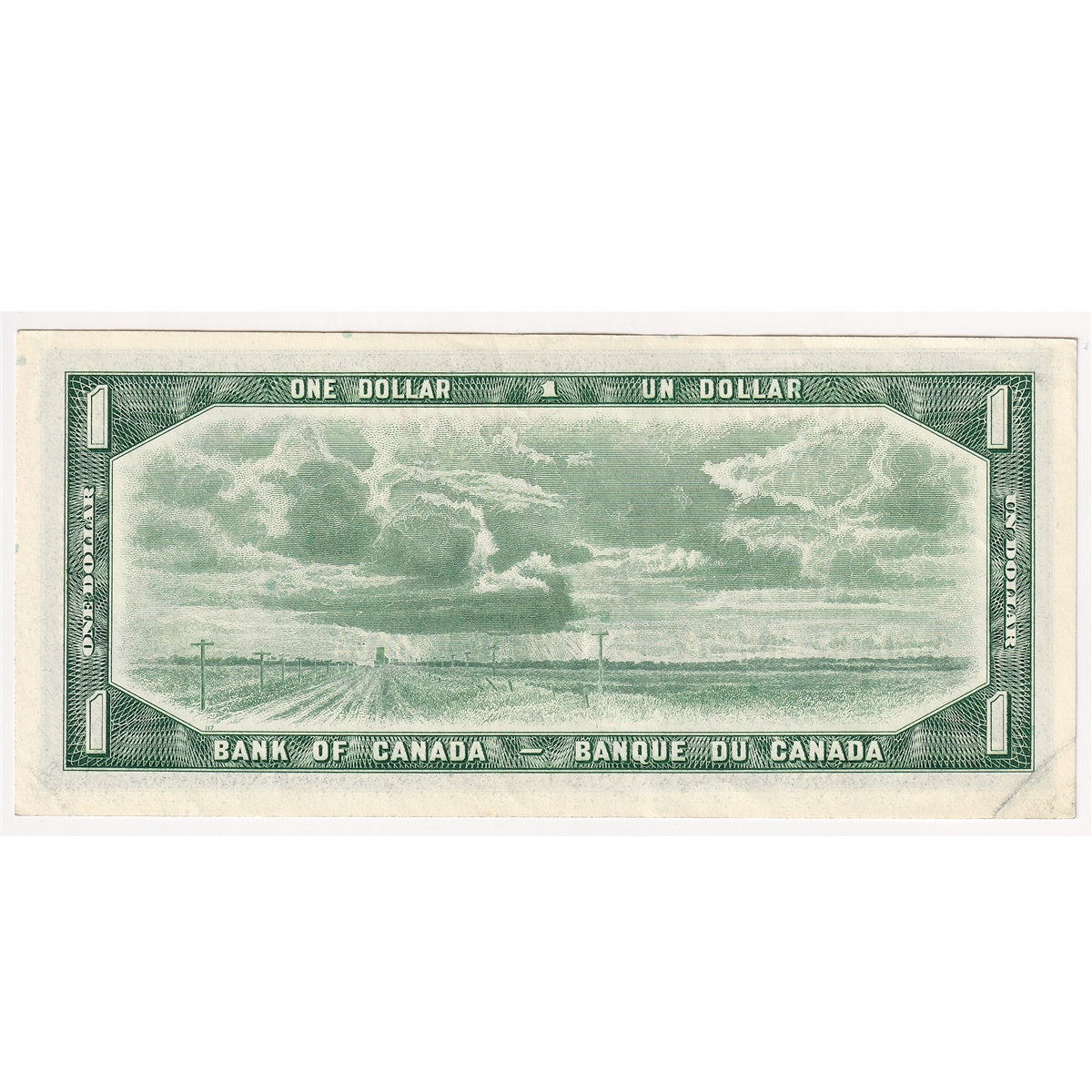 BC-37b-i 1954 Canada $1 Beattie-Rasminsky, P/Z, Almost Uncirculated (AU50)