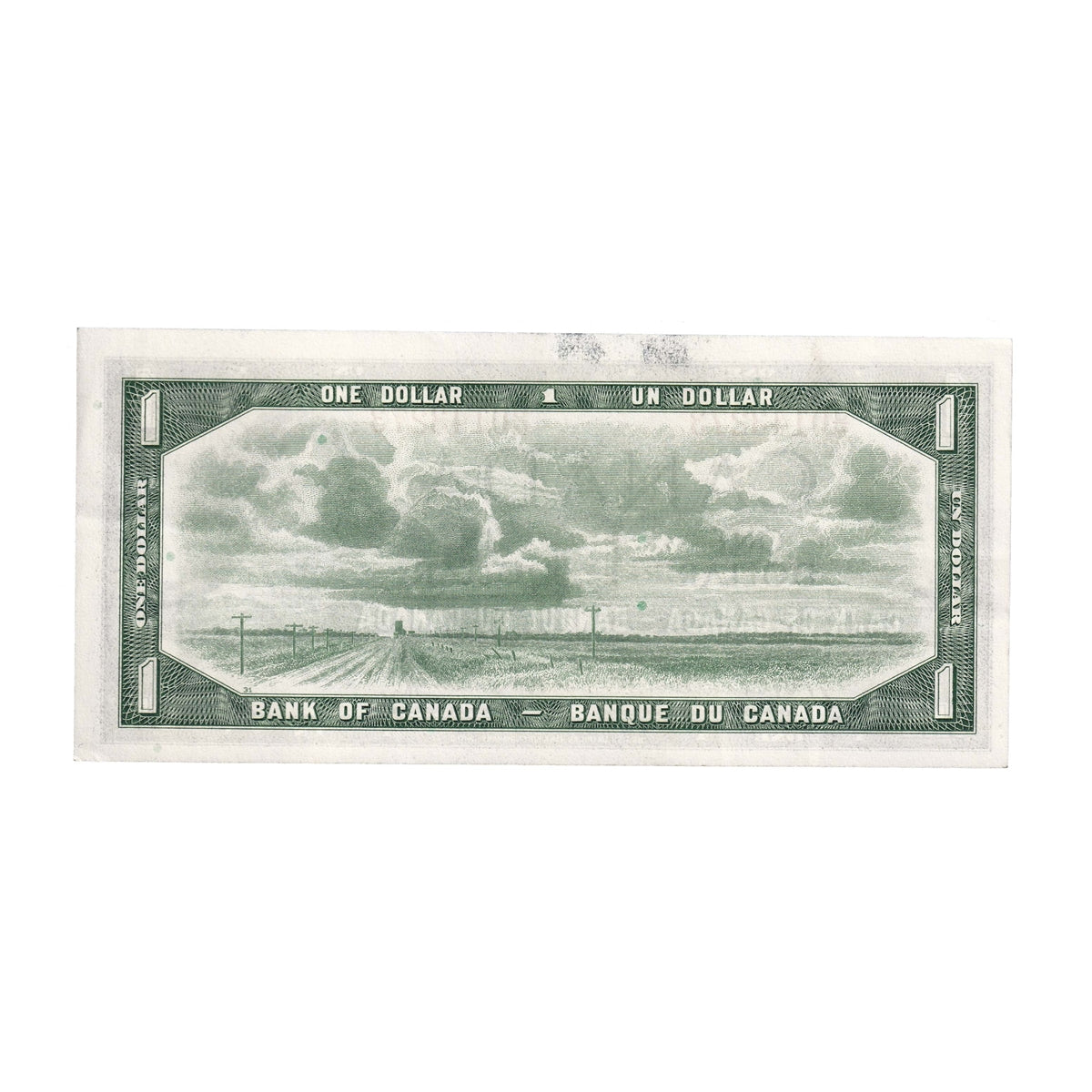 BC-37b-i 1954 Canada $1 Beattie-Rasminsky, O/M, Almost Uncirculated (AU50)