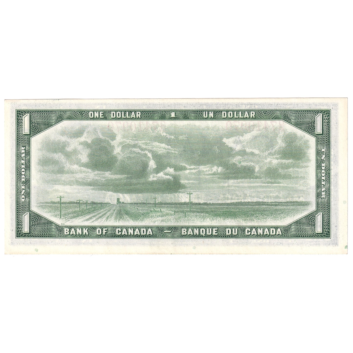 BC-37b-i 1954 Canada $1 Beattie-Rasminsky, O/M, EF-AU (EF45)