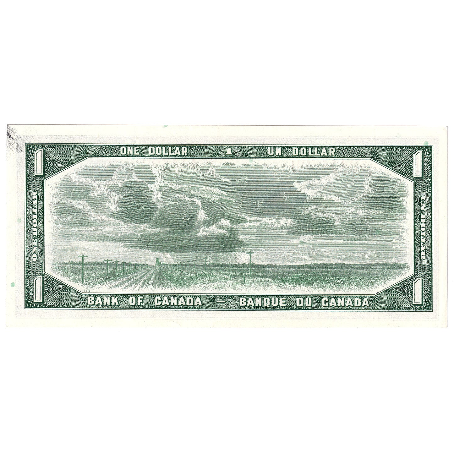 BC-37b 1954 Canada $1 Beattie-Rasminsky, E/Y, Almost Uncirculated (AU50)